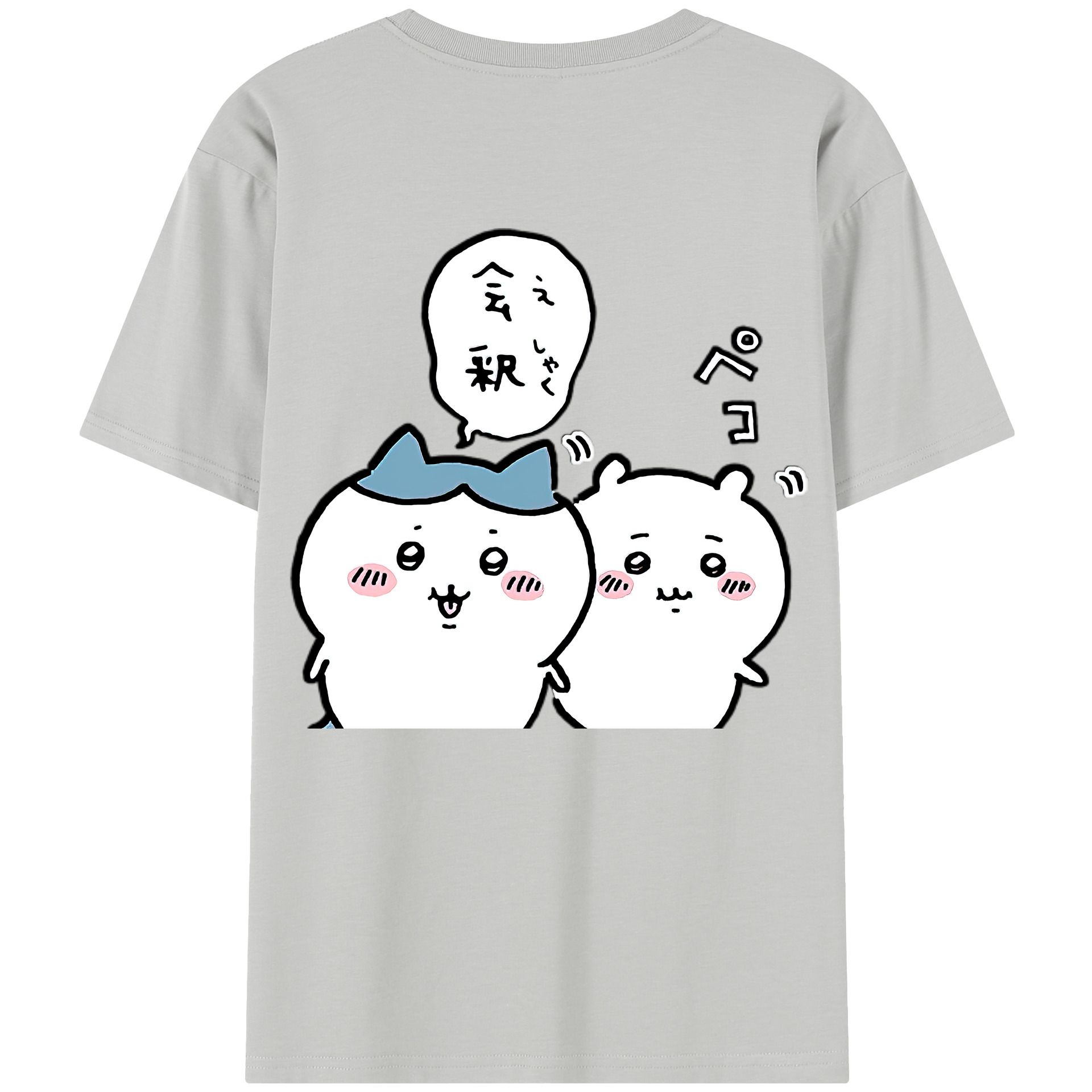 （画像用） ちいかわ ハチワレ Chii-kawa hachiware 綿100％半袖Tシャツ（背面プリント）