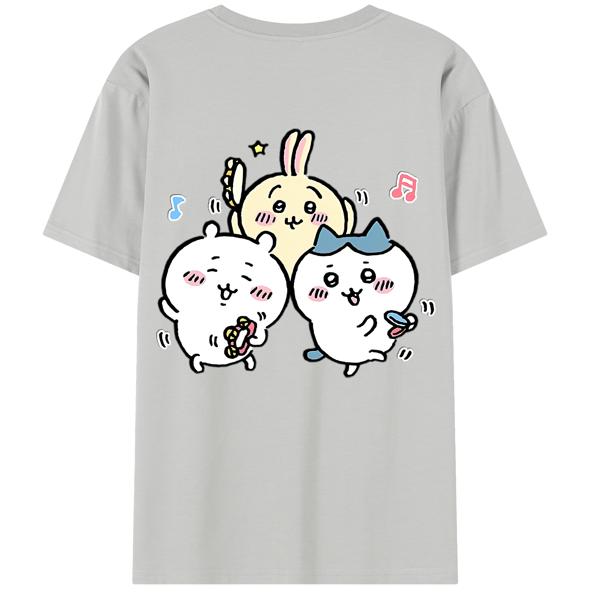 （画像用） ちいかわ ハチワレ Chii-kawa hachiware 綿100％半袖Tシャツ（背面プリント）