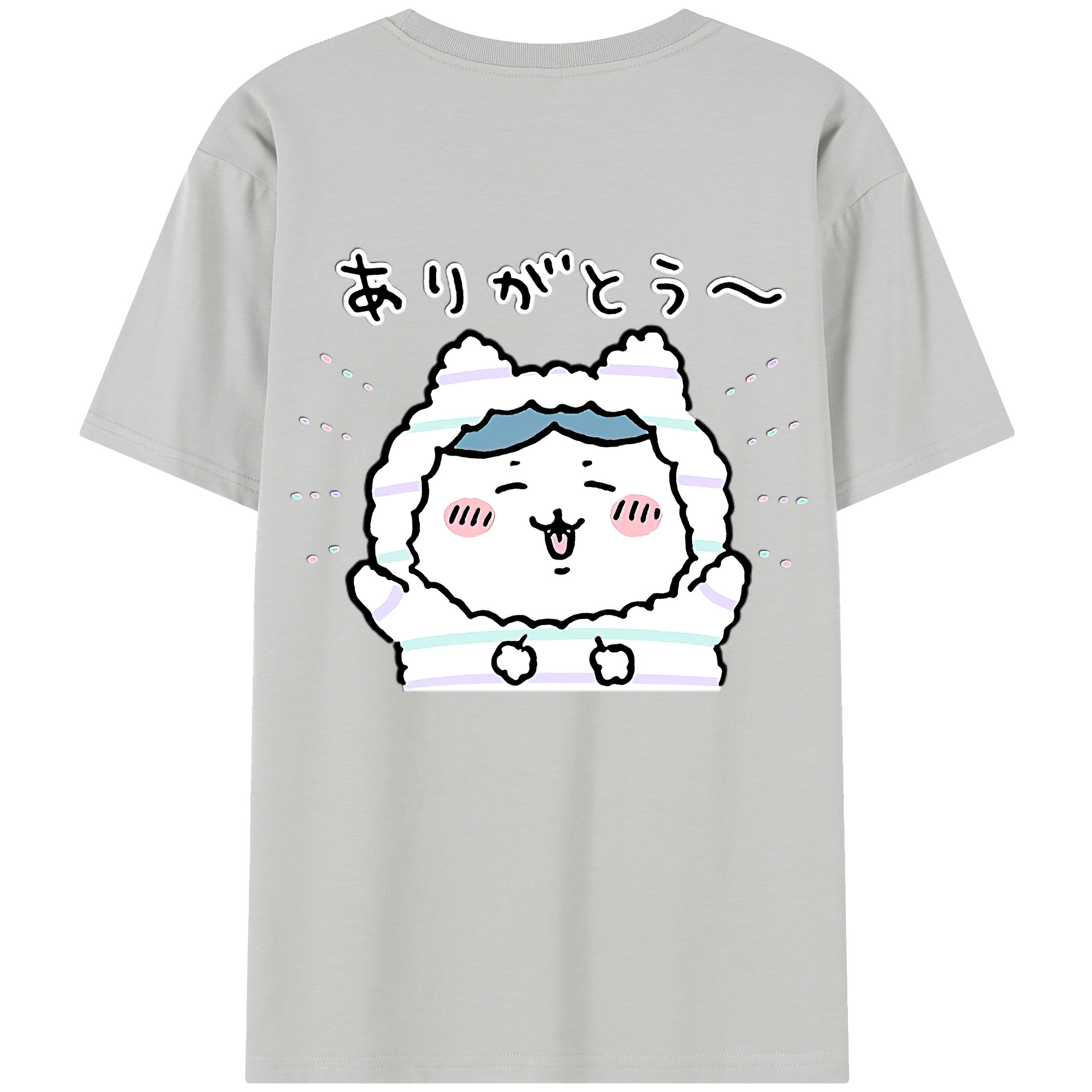 （画像用） ちいかわ ハチワレ Chii-kawa hachiware 綿100％半袖Tシャツ（背面プリント）