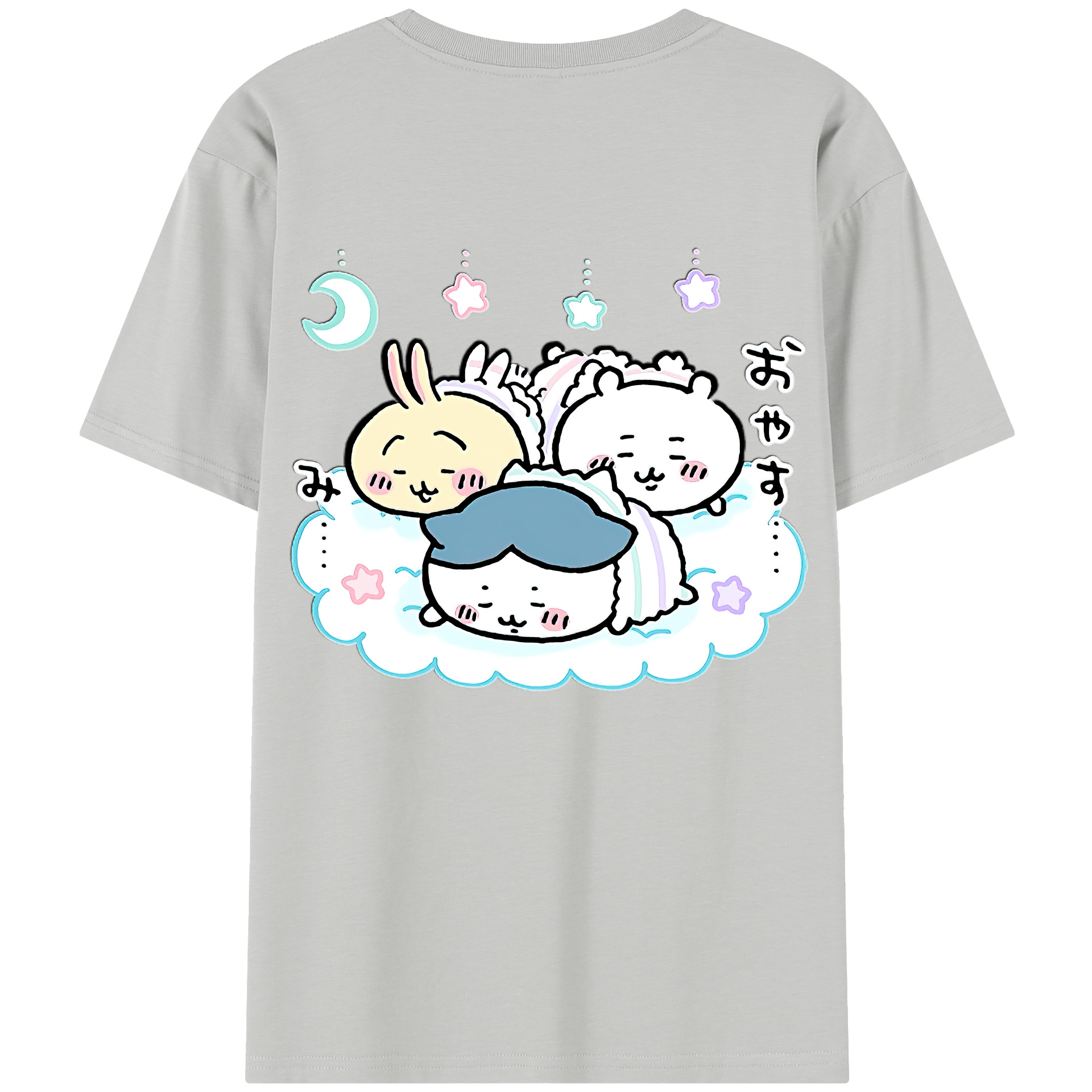 （画像用） ちいかわ ハチワレ Chii-kawa hachiware 綿100％半袖Tシャツ（背面プリント）