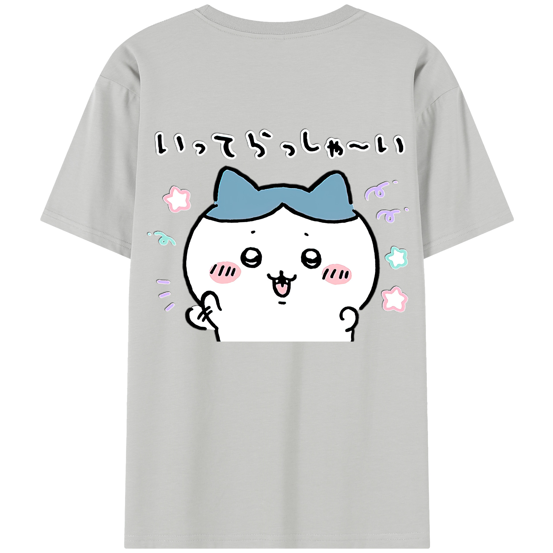 （画像用） ちいかわ ハチワレ Chii-kawa hachiware 綿100％半袖Tシャツ（背面プリント）