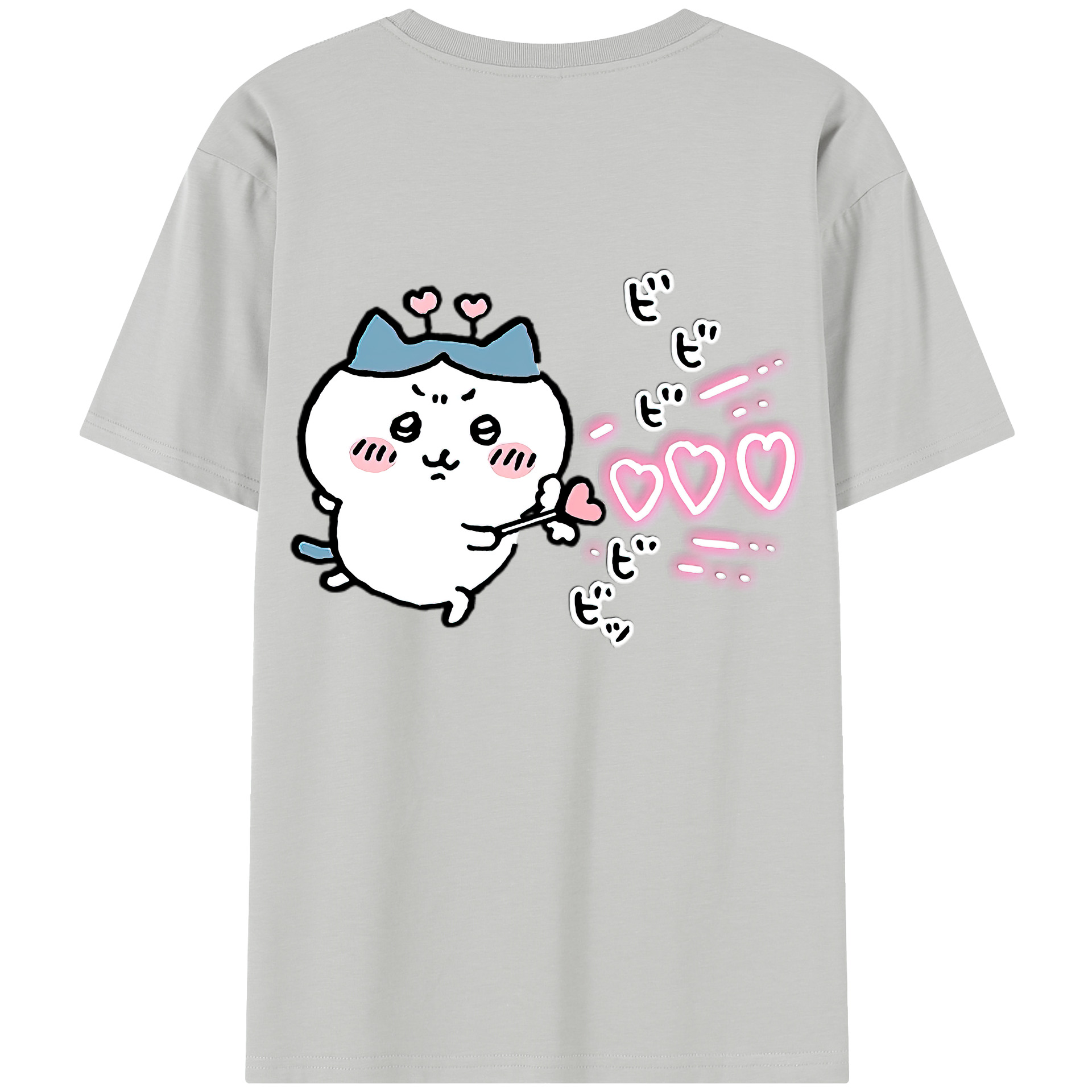 （画像用） ちいかわ ハチワレ Chii-kawa hachiware 綿100％半袖Tシャツ（背面プリント）