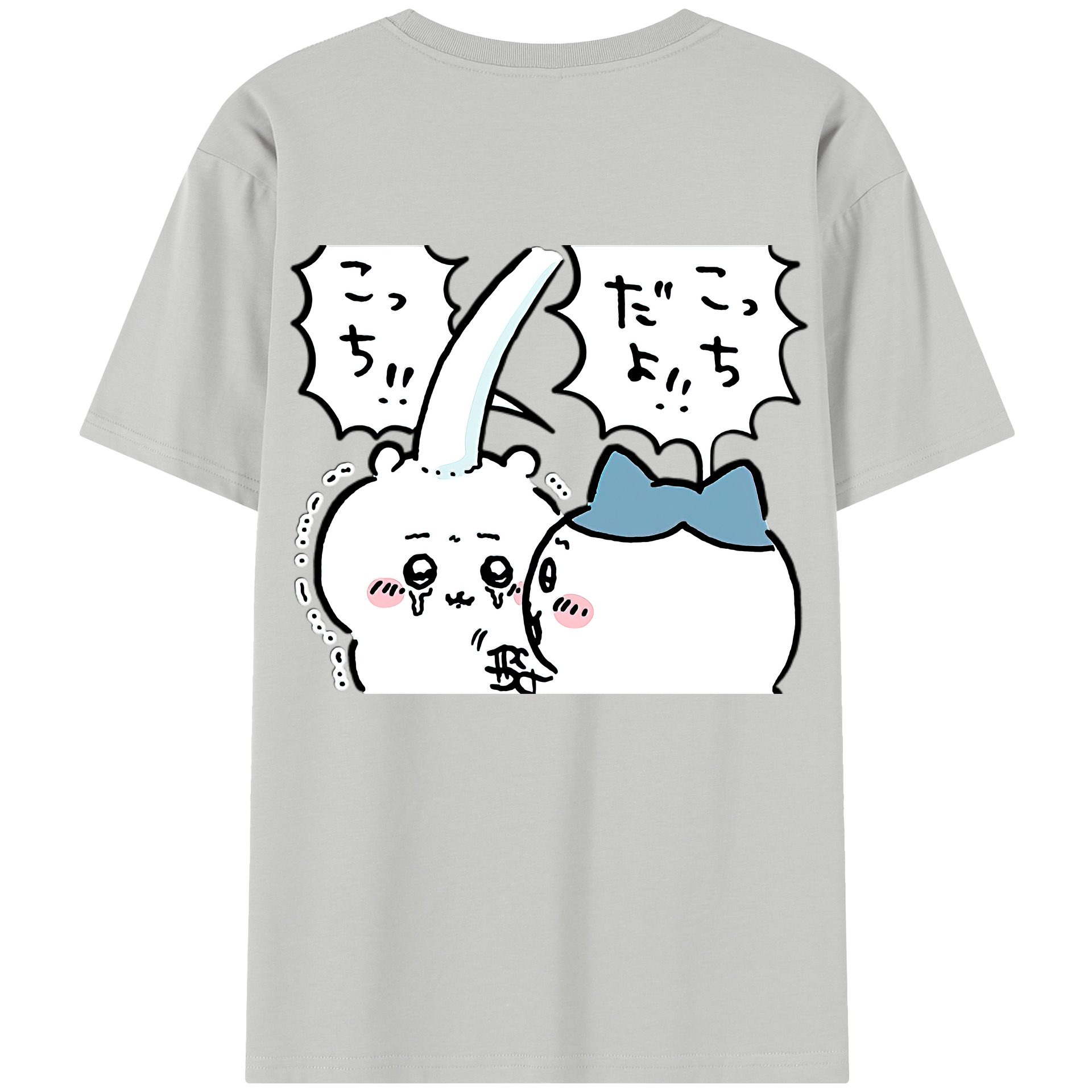 （画像用） ちいかわ ハチワレ Chii-kawa hachiware 綿100％半袖Tシャツ（背面プリント）