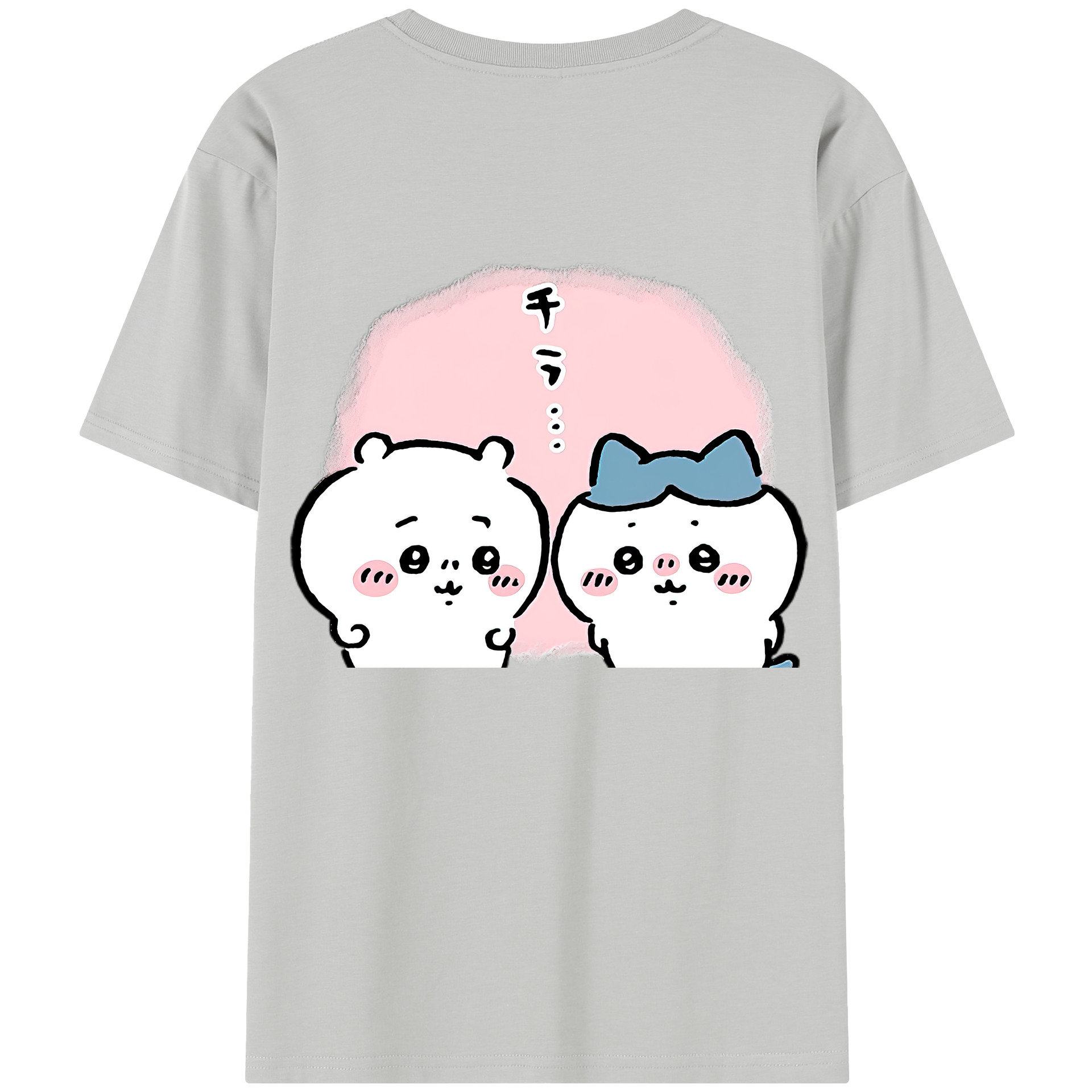 （画像用） ちいかわ ハチワレ Chii-kawa hachiware 綿100％半袖Tシャツ（背面プリント）