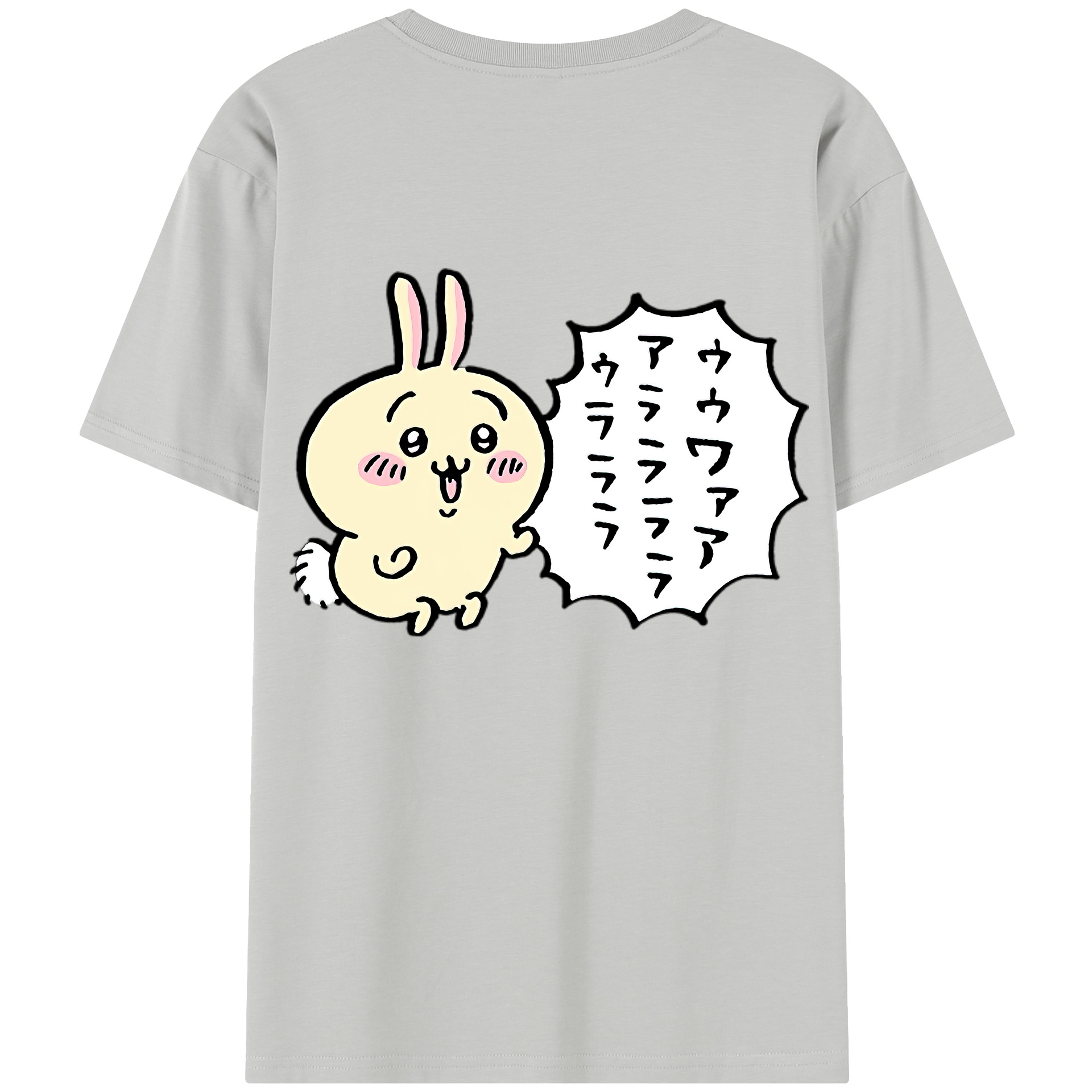 （画像用） ちいかわ うさぎ Chii-kawa usagi 綿100％半袖Tシャツ（背面プリント）