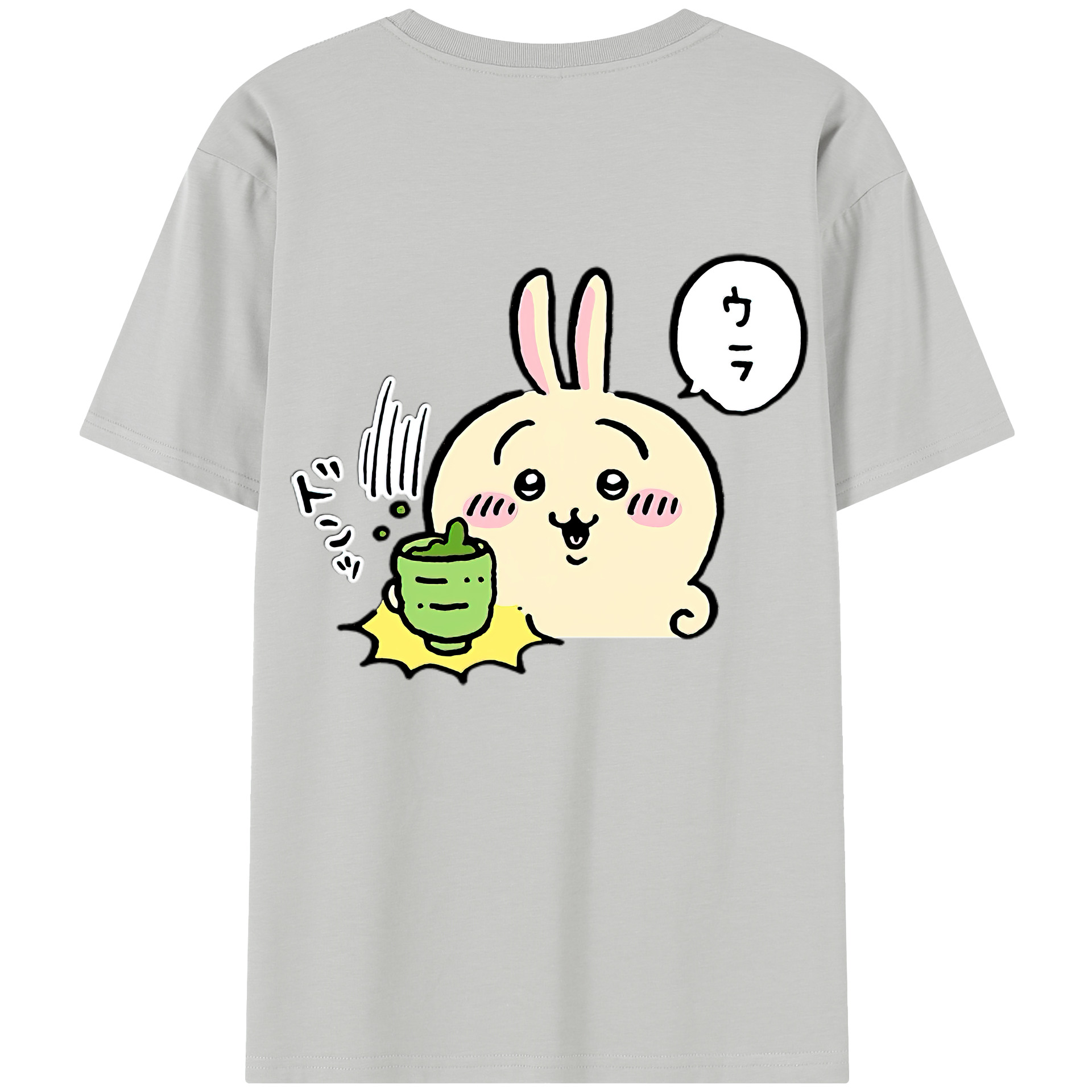 （画像用） ちいかわ うさぎ Chii-kawa usagi 綿100％半袖Tシャツ（背面プリント）