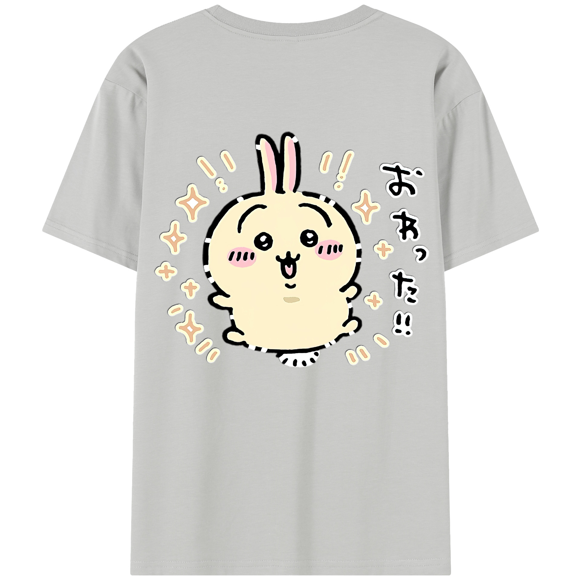 （画像用） ちいかわ うさぎ Chii-kawa usagi 綿100％半袖Tシャツ（背面プリント）