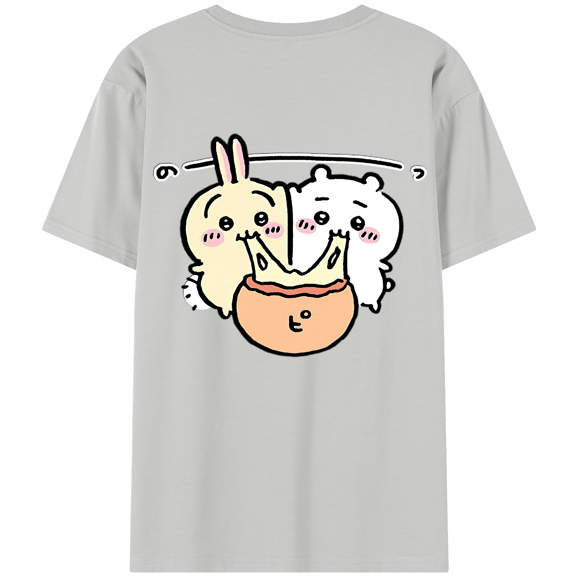 （画像用） ちいかわ うさぎ Chii-kawa usagi 綿100％半袖Tシャツ（背面プリント）