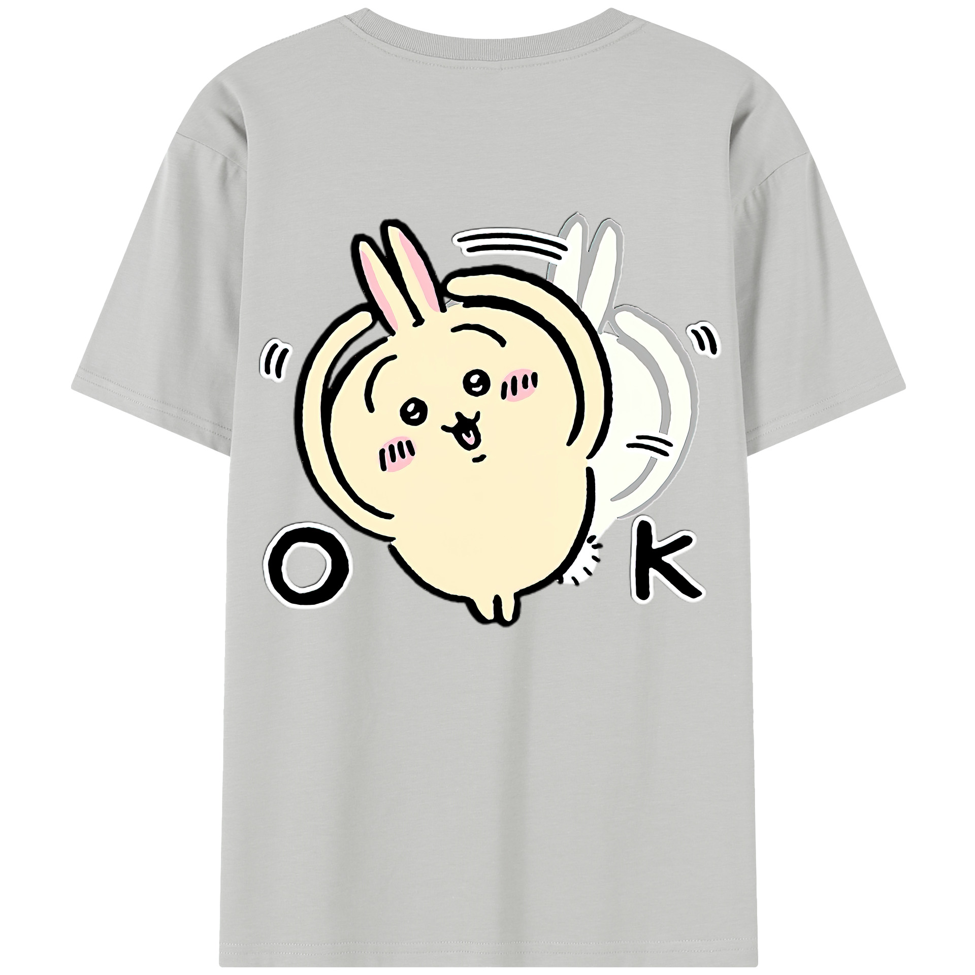 （画像用） ちいかわ うさぎ Chii-kawa usagi 綿100％半袖Tシャツ（背面プリント）