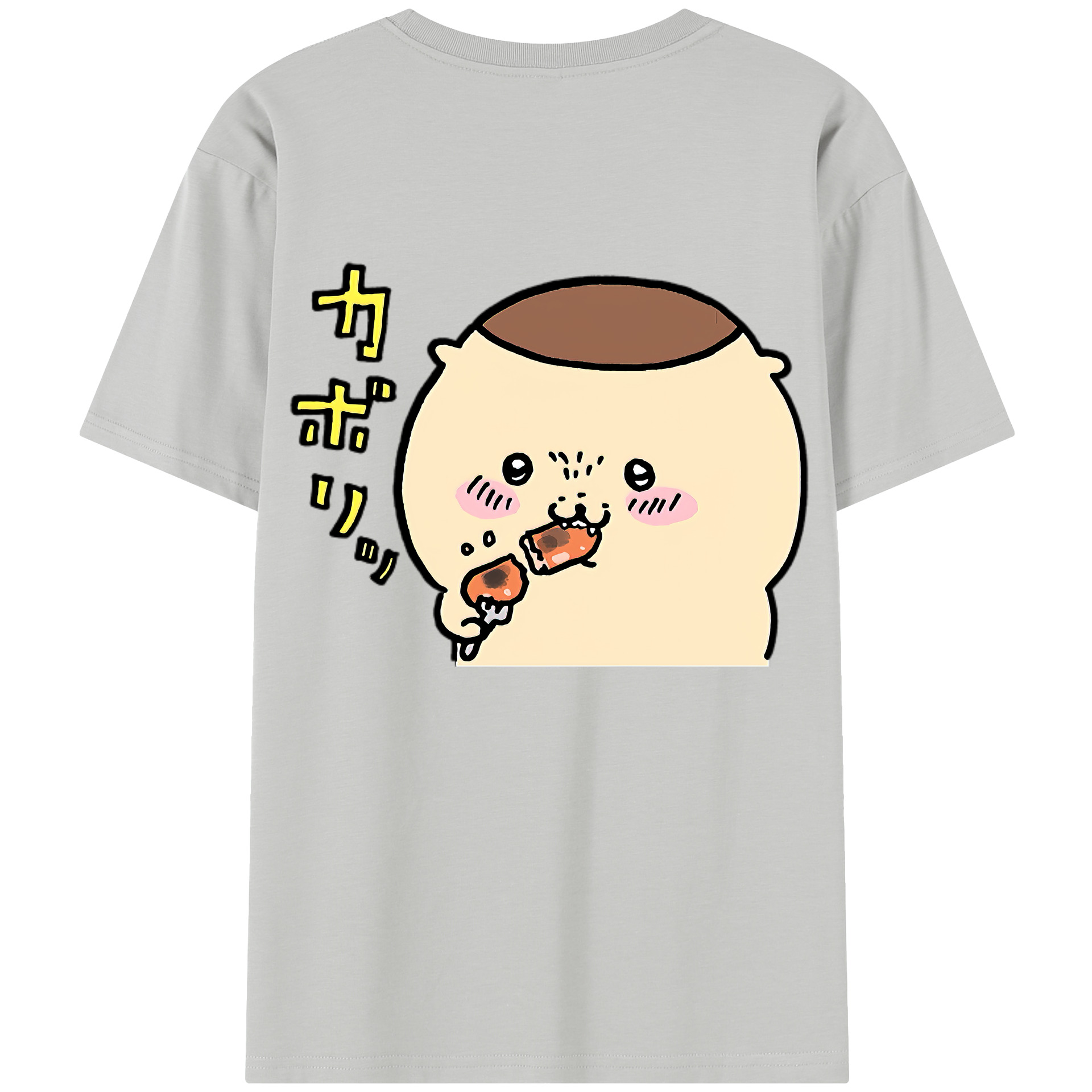 （画像用） ちいかわ くりまんじゅう Chii-kawa kuri manjū 綿100％半袖Tシャツ（背面プリント）
