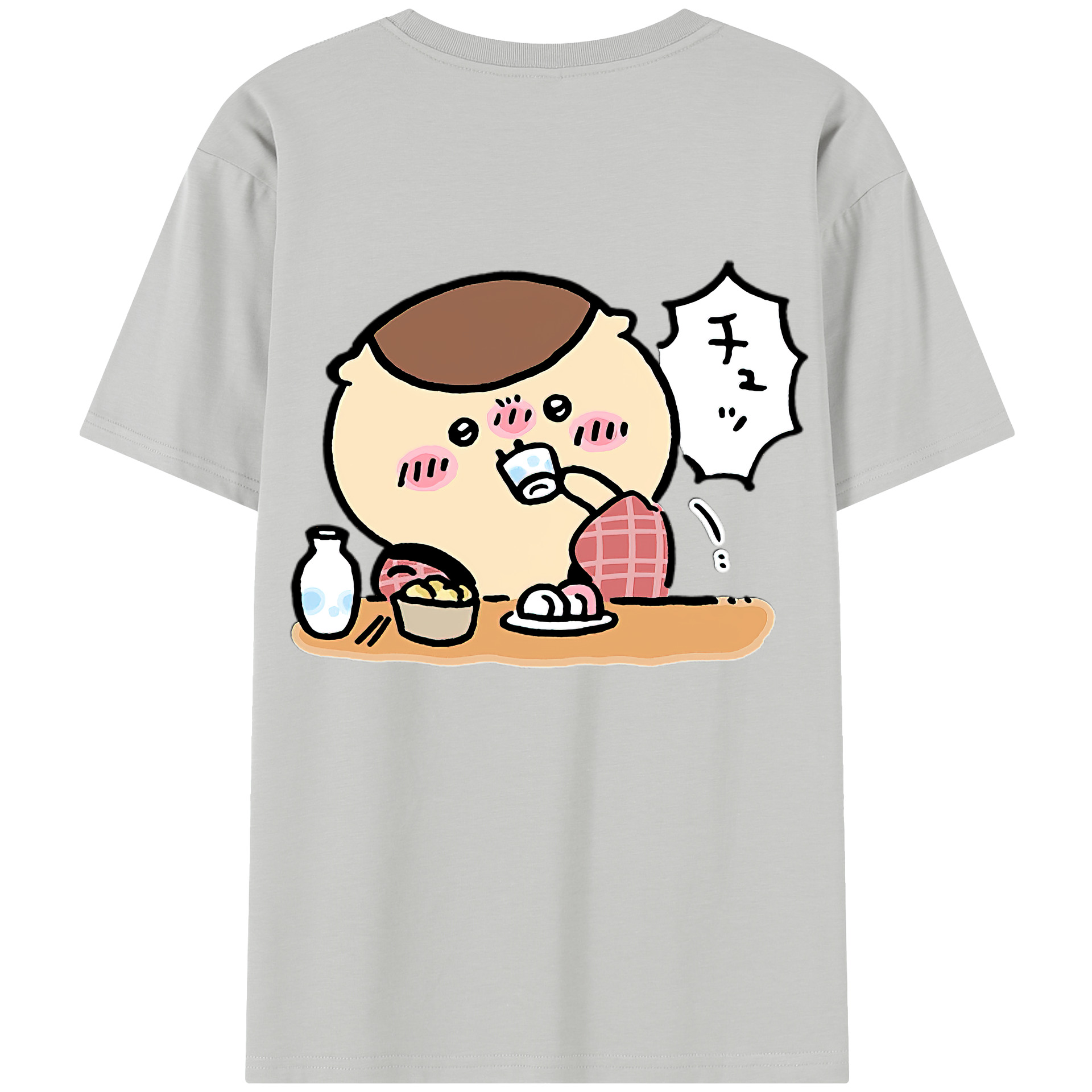 （画像用） ちいかわ くりまんじゅう Chii-kawa kuri manjū 綿100％半袖Tシャツ（背面プリント）