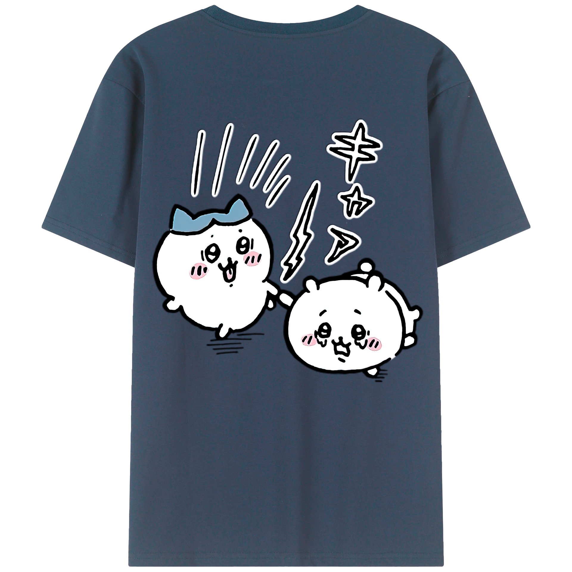 （画像用） ちいかわ ハチワレ Chii-kawa hachiware 綿100％半袖Tシャツ（背面プリント）