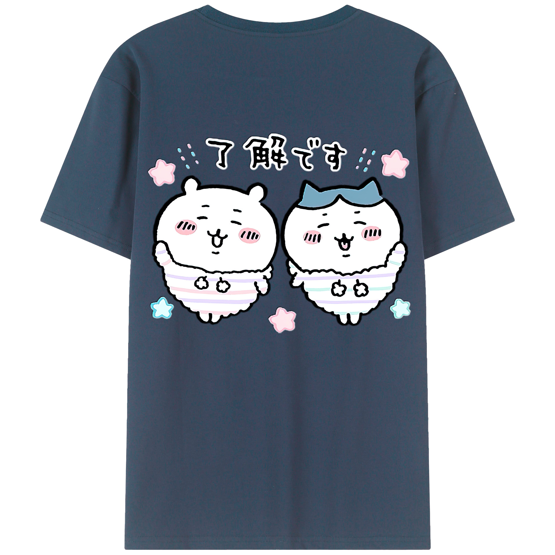 （画像用） ちいかわ ハチワレ Chii-kawa hachiware 綿100％半袖Tシャツ（背面プリント）