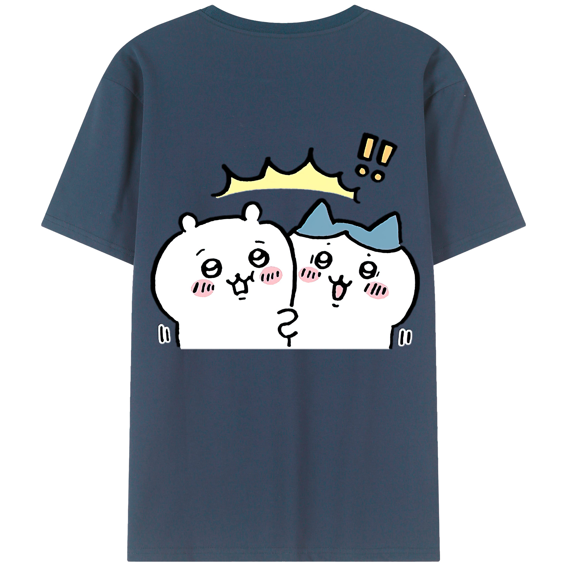 （画像用） ちいかわ ハチワレ Chii-kawa hachiware 綿100％半袖Tシャツ（背面プリント）