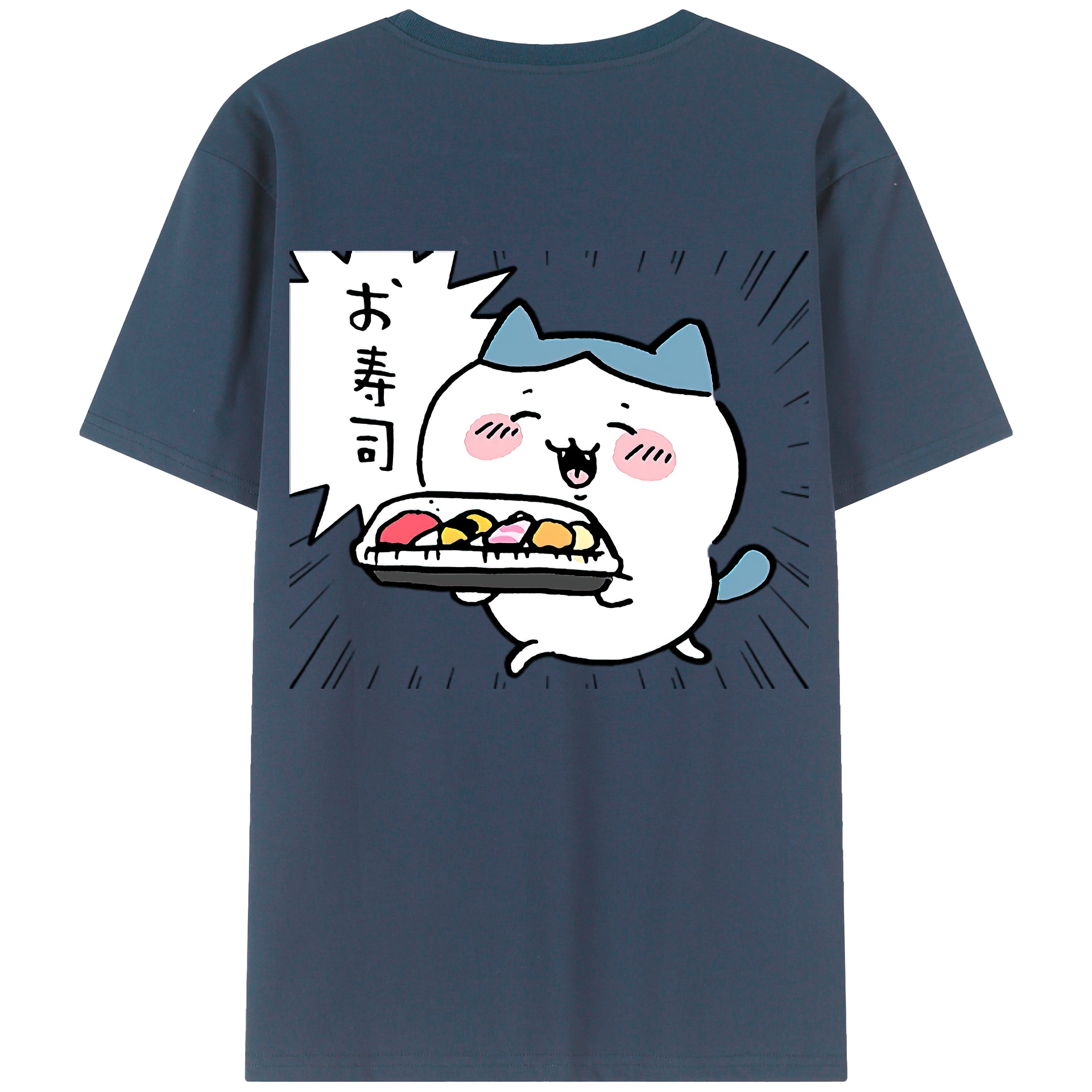 （画像用） ちいかわ ハチワレ Chii-kawa hachiware 綿100％半袖Tシャツ（背面プリント）