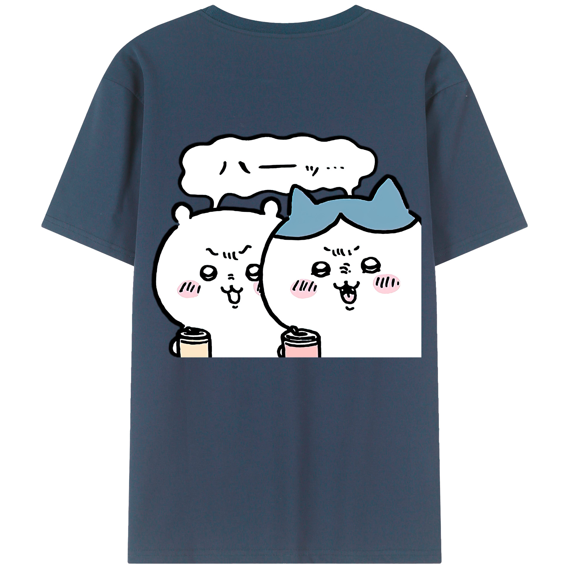 （画像用） ちいかわ ハチワレ Chii-kawa hachiware 綿100％半袖Tシャツ（背面プリント）