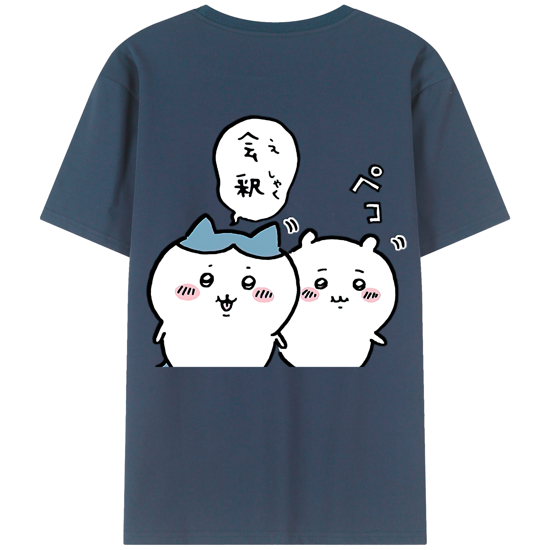 （画像用） ちいかわ ハチワレ Chii-kawa hachiware 綿100％半袖Tシャツ（背面プリント）