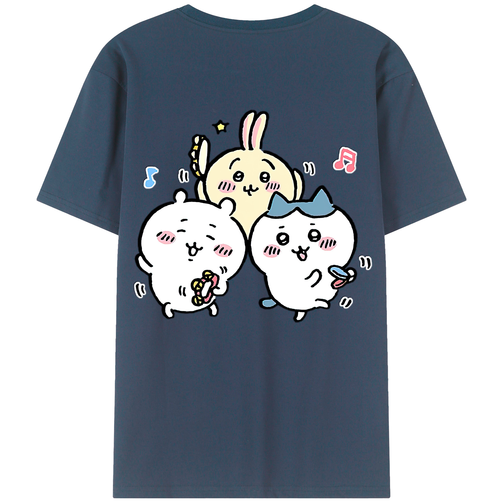 （画像用） ちいかわ ハチワレ Chii-kawa hachiware 綿100％半袖Tシャツ（背面プリント）