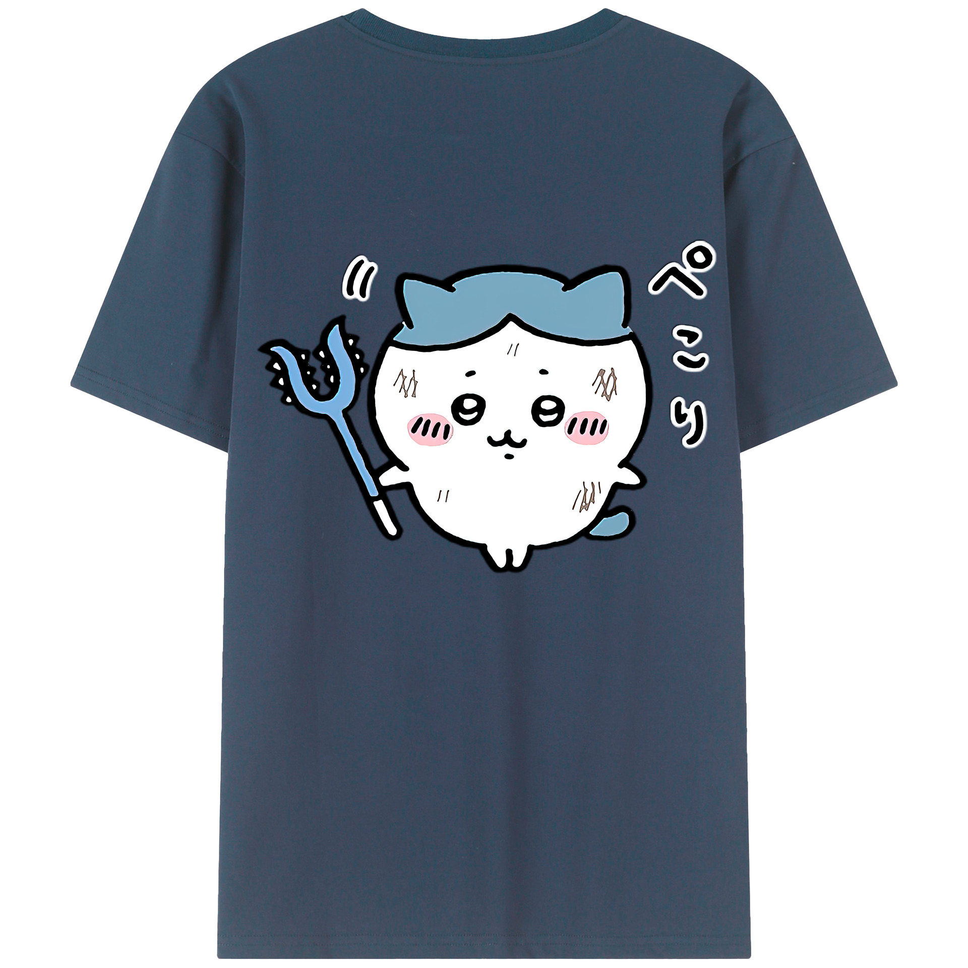 （画像用） ちいかわ ハチワレ Chii-kawa hachiware 綿100％半袖Tシャツ（背面プリント）