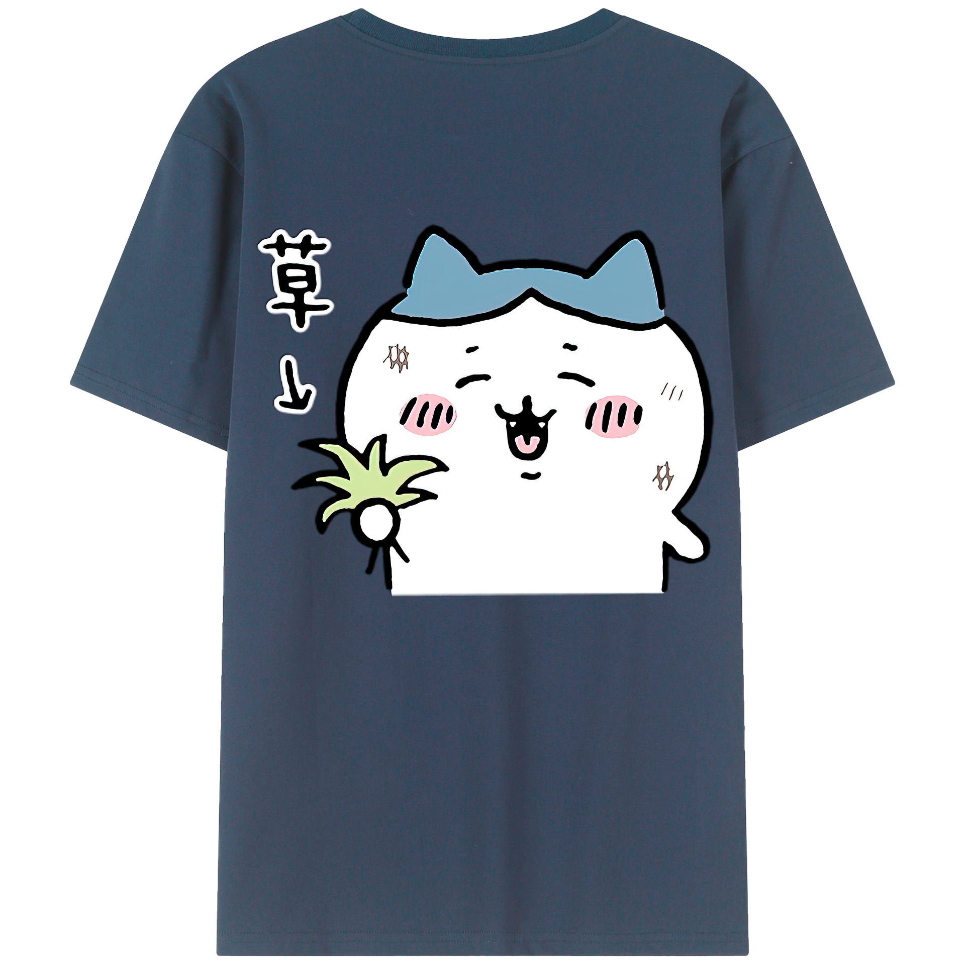 （画像用） ちいかわ ハチワレ Chii-kawa hachiware 綿100％半袖Tシャツ（背面プリント）