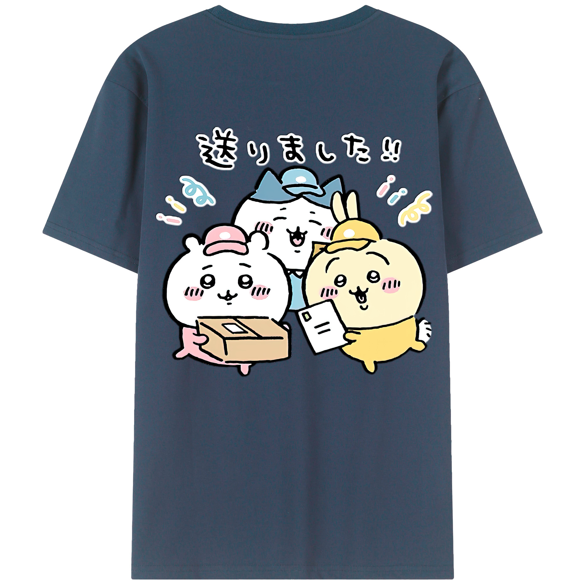 （画像用） ちいかわ ハチワレ Chii-kawa hachiware 綿100％半袖Tシャツ（背面プリント）