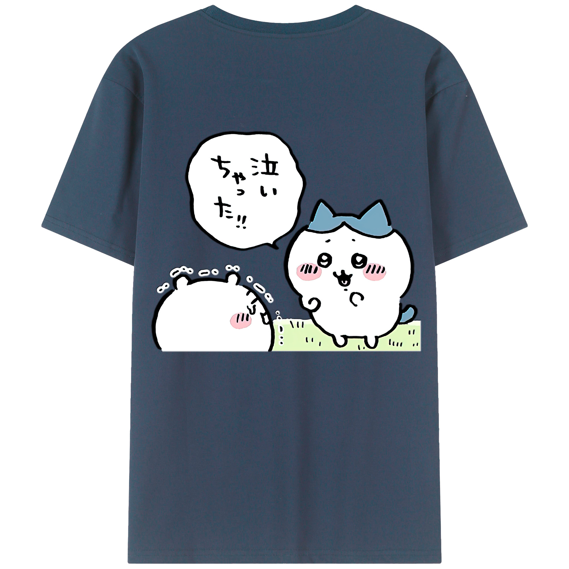 （画像用） ちいかわ ハチワレ Chii-kawa hachiware 綿100％半袖Tシャツ（背面プリント）