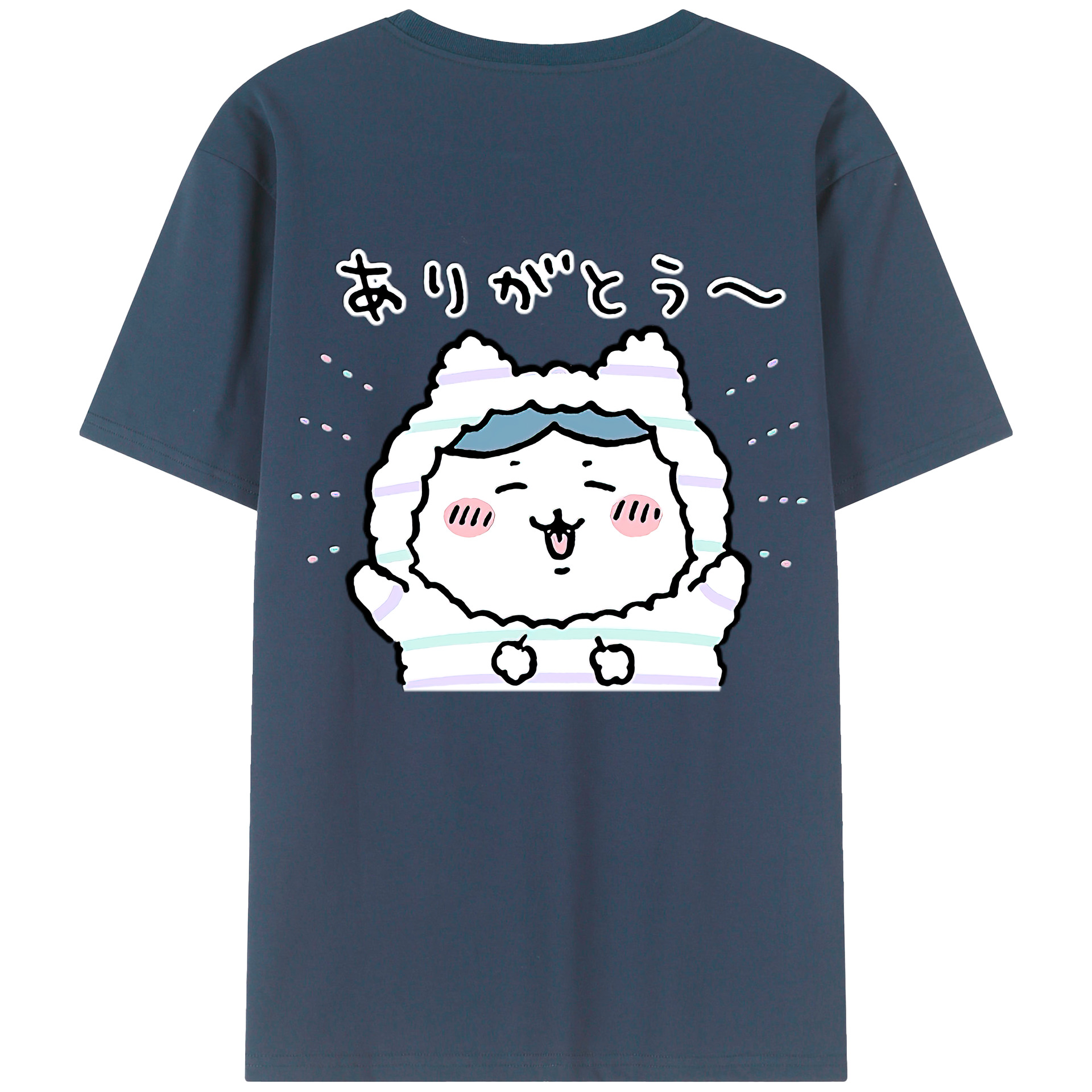 （画像用） ちいかわ ハチワレ Chii-kawa hachiware 綿100％半袖Tシャツ（背面プリント）
