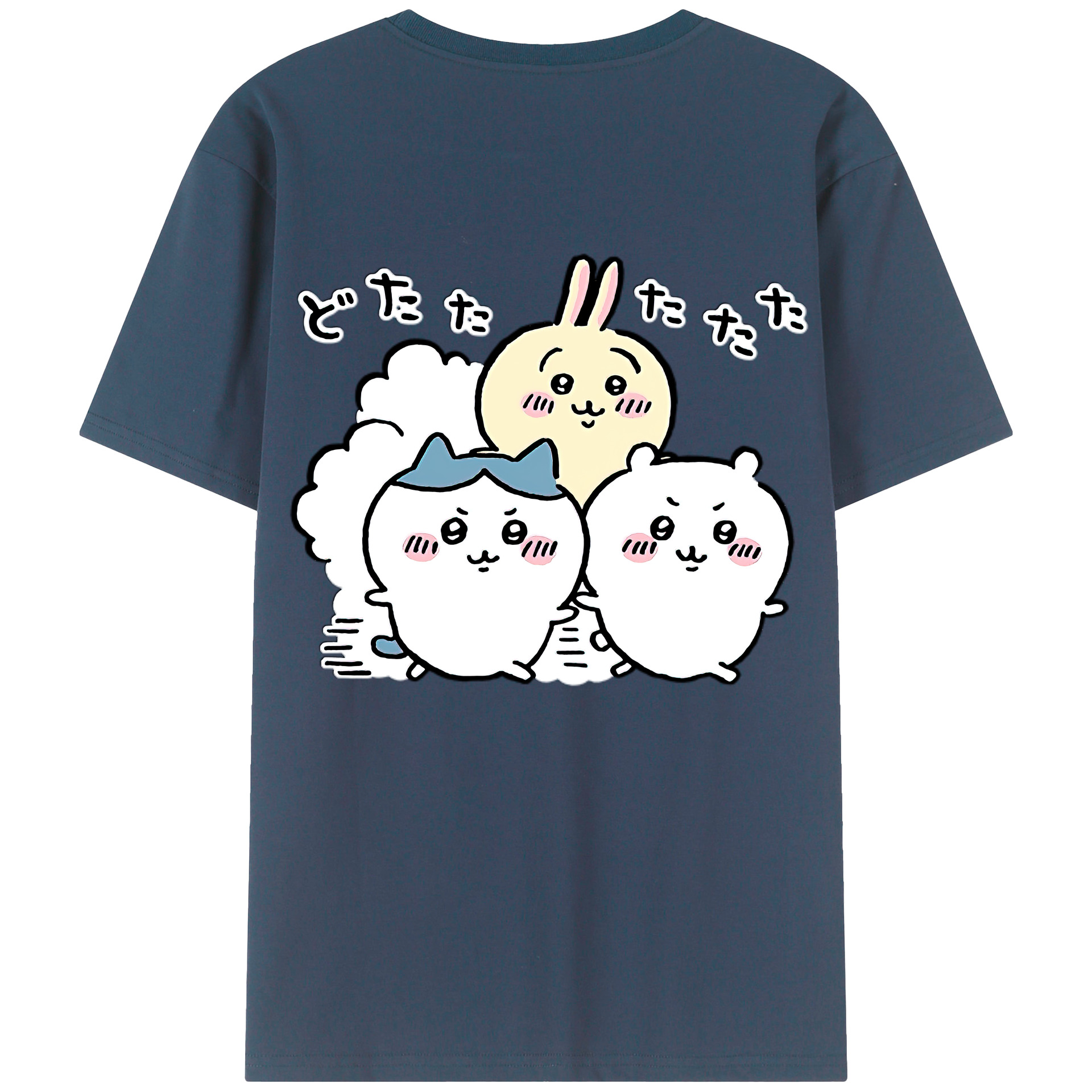 （画像用） ちいかわ ハチワレ Chii-kawa hachiware 綿100％半袖Tシャツ（背面プリント）