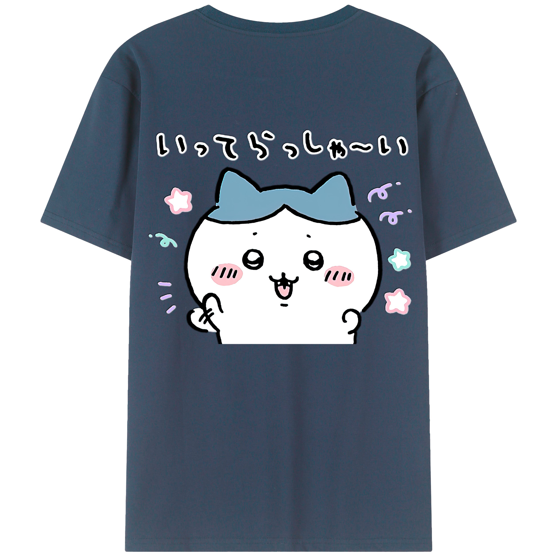 （画像用） ちいかわ ハチワレ Chii-kawa hachiware 綿100％半袖Tシャツ（背面プリント）