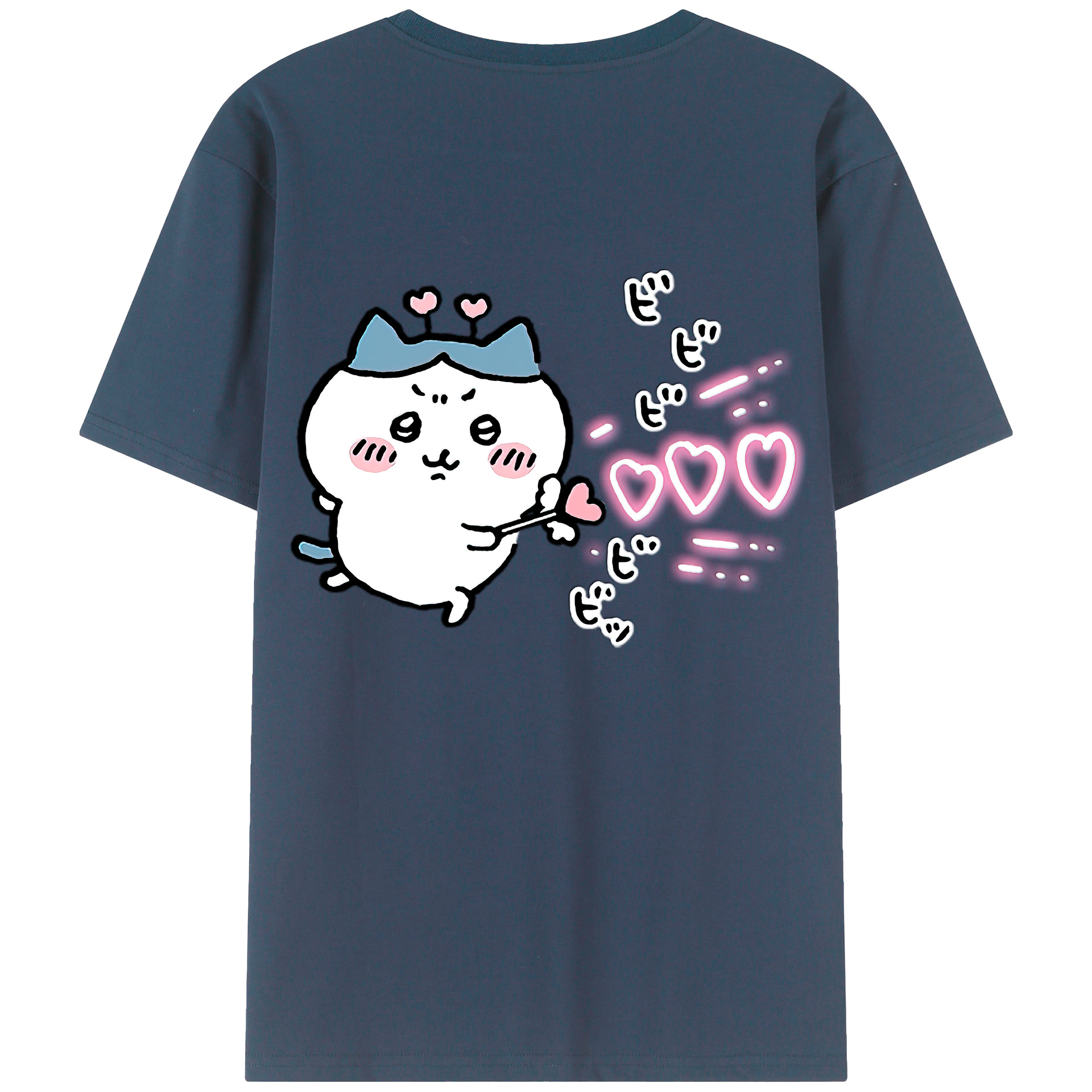 （画像用） ちいかわ ハチワレ Chii-kawa hachiware 綿100％半袖Tシャツ（背面プリント）