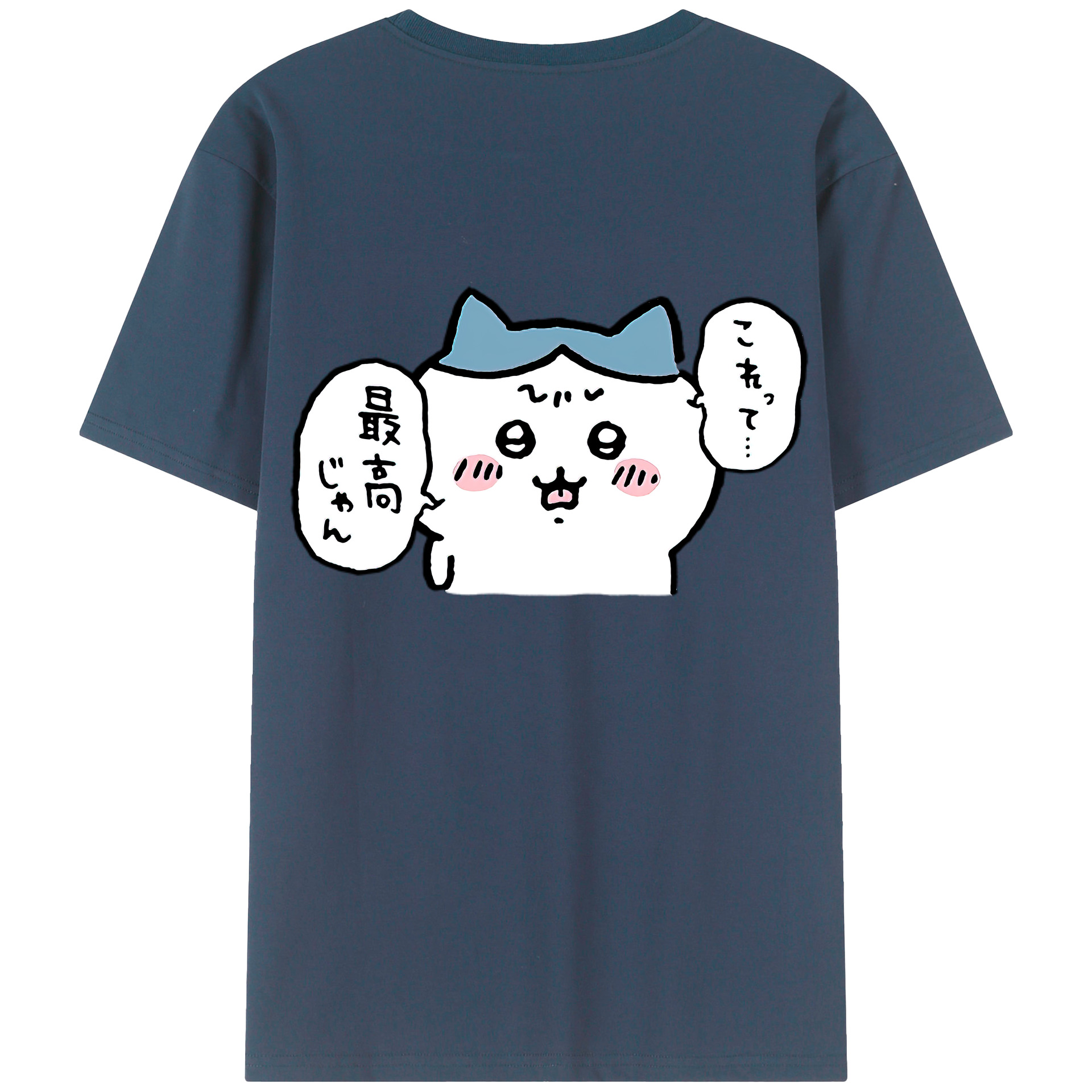 （画像用） ちいかわ ハチワレ Chii-kawa hachiware 綿100％半袖Tシャツ（背面プリント）