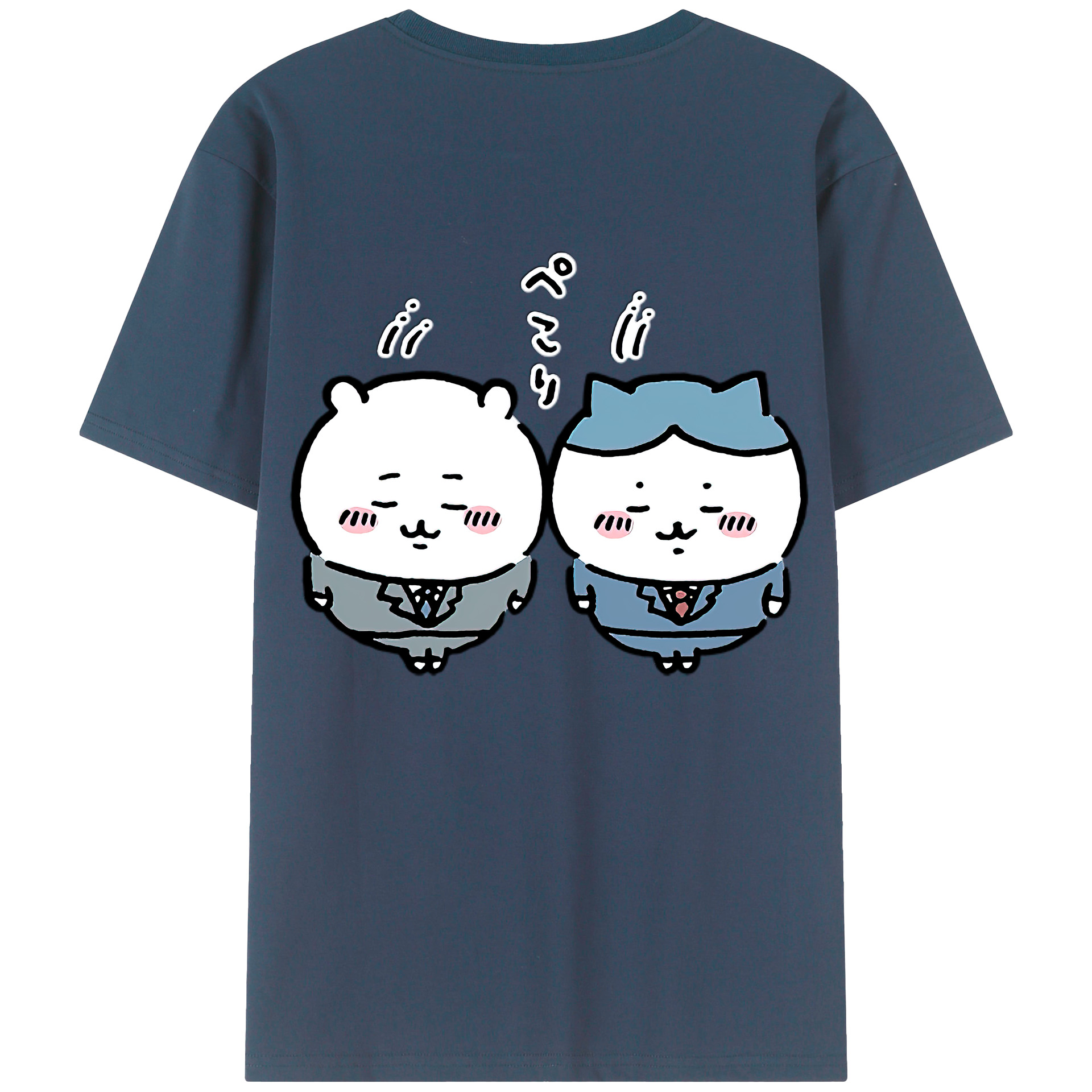 （画像用） ちいかわ ハチワレ Chii-kawa hachiware 綿100％半袖Tシャツ（背面プリント）
