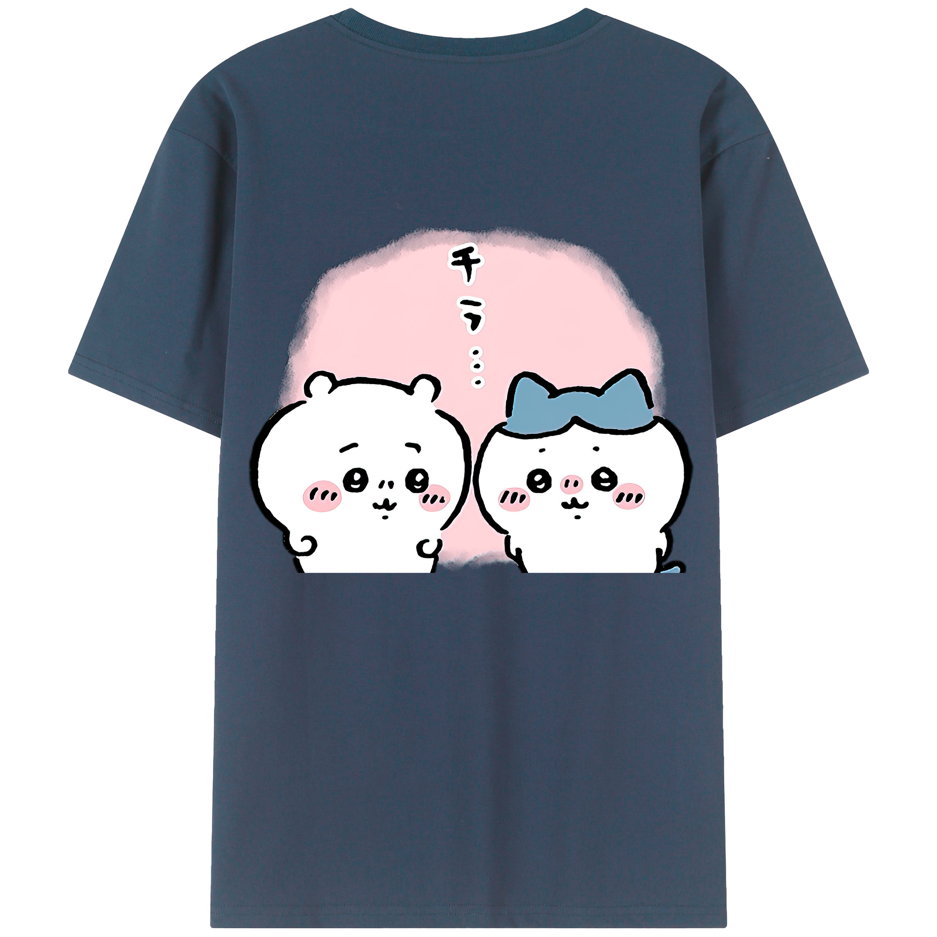 （画像用） ちいかわ ハチワレ Chii-kawa hachiware 綿100％半袖Tシャツ（背面プリント）
