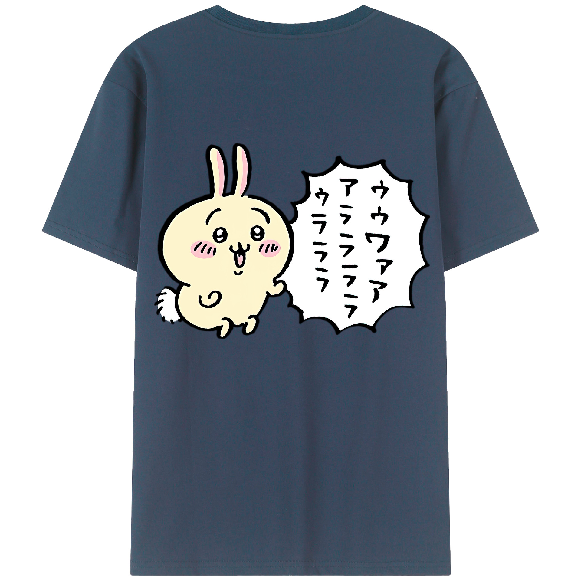 （画像用） ちいかわ うさぎ Chii-kawa usagi 綿100％半袖Tシャツ（背面プリント）