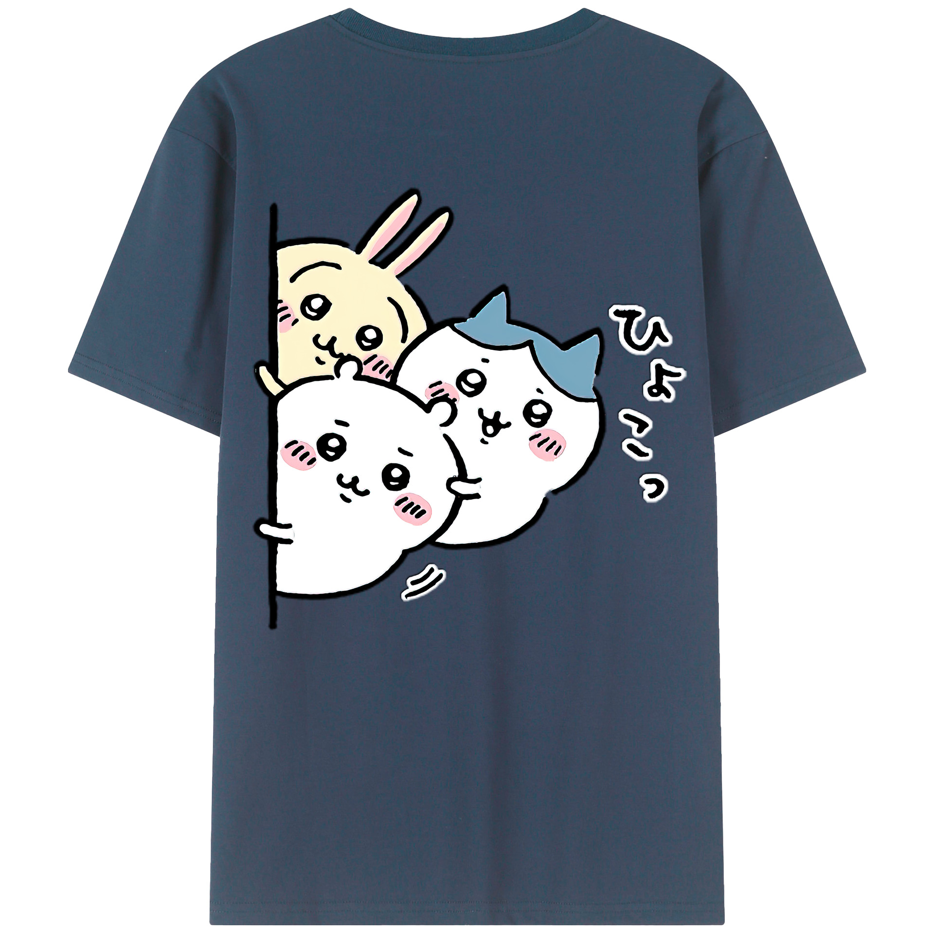 （画像用） ちいかわ うさぎ Chii-kawa usagi 綿100％半袖Tシャツ（背面プリント）