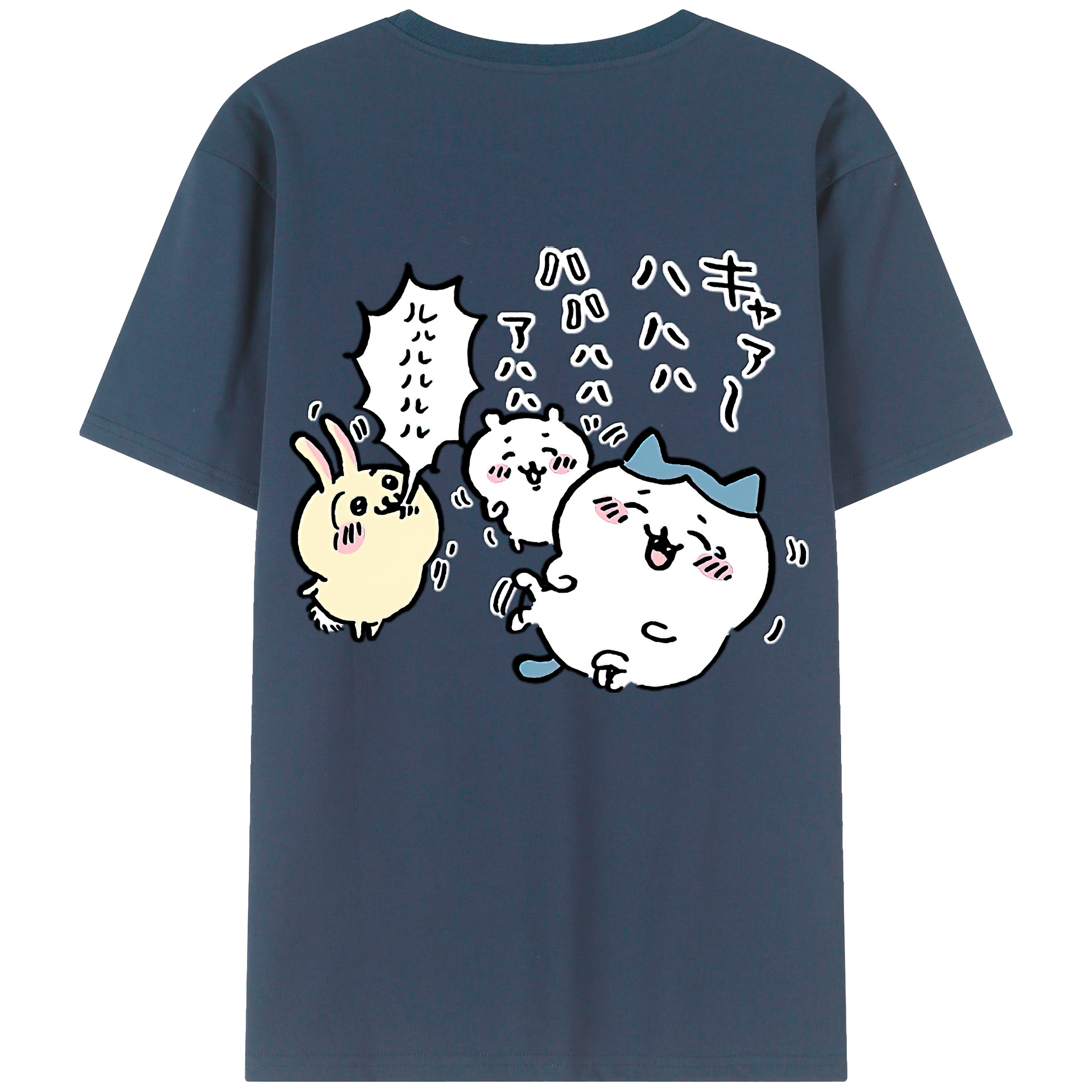 （画像用） ちいかわ うさぎ Chii-kawa usagi 綿100％半袖Tシャツ（背面プリント）