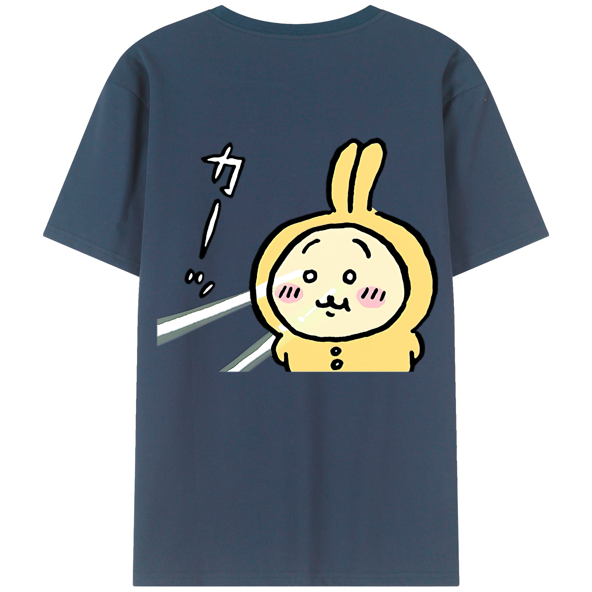 （画像用） ちいかわ うさぎ Chii-kawa usagi 綿100％半袖Tシャツ（背面プリント）