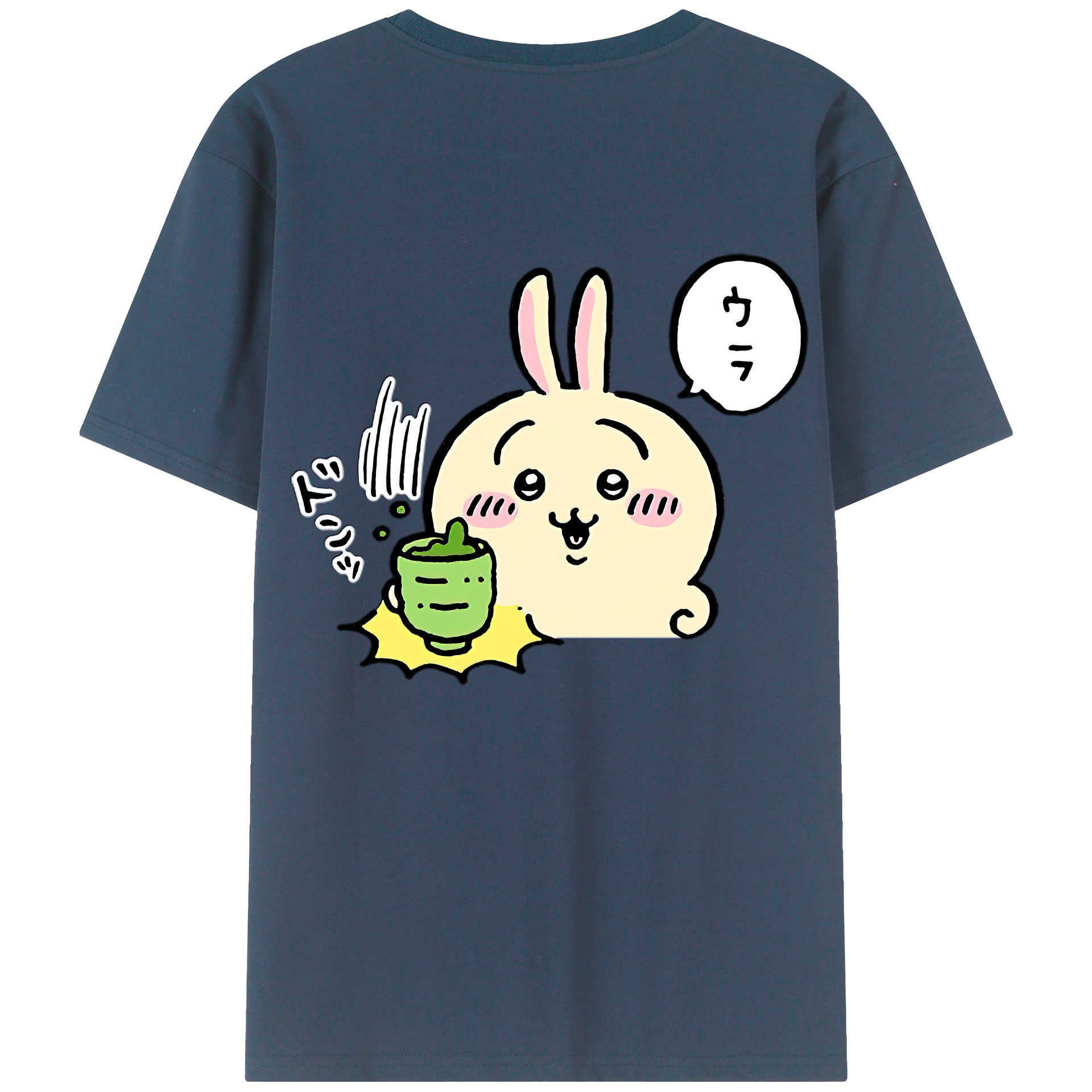 （画像用） ちいかわ うさぎ Chii-kawa usagi 綿100％半袖Tシャツ（背面プリント）