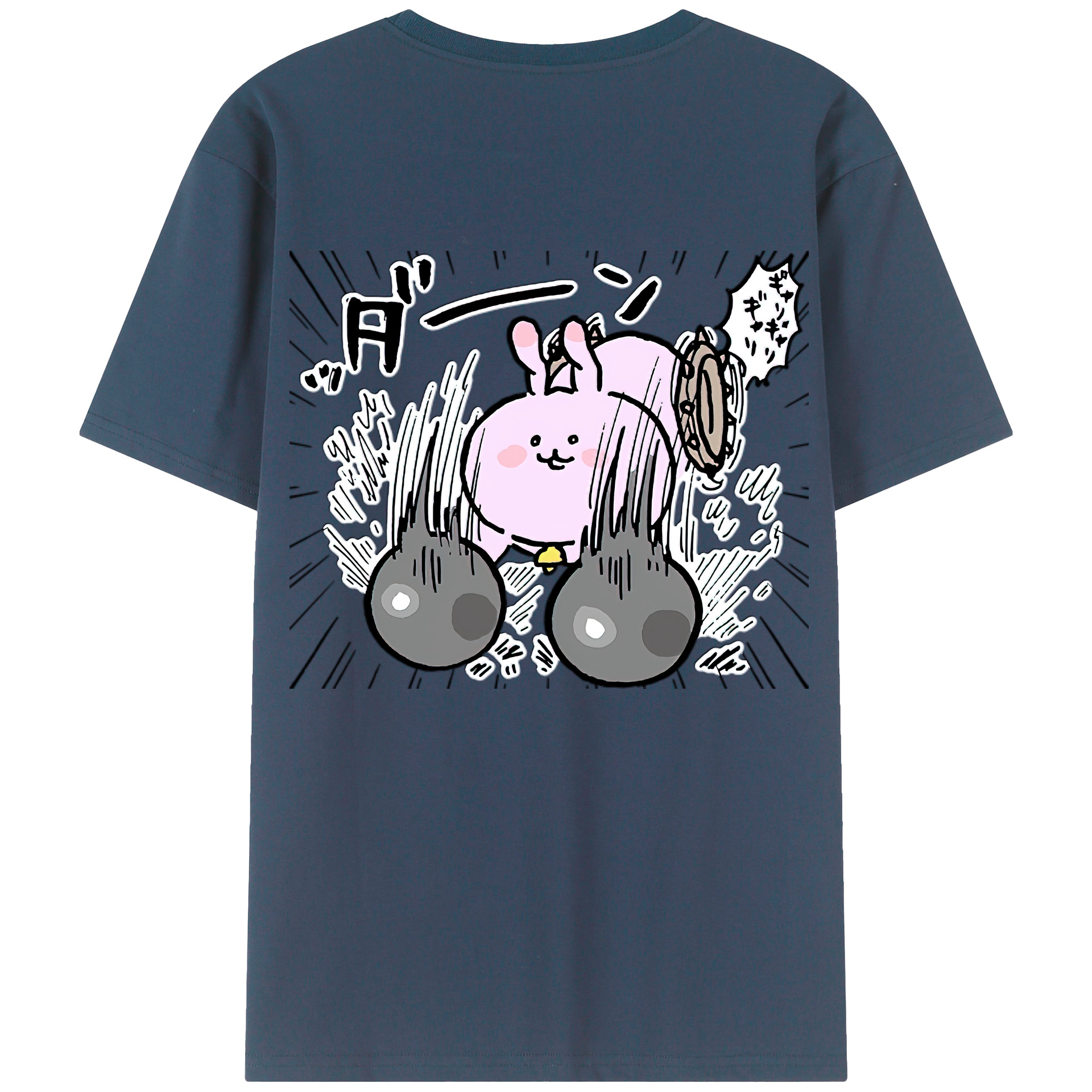 （画像用） ちいかわ うさぎ Chii-kawa usagi 綿100％半袖Tシャツ（背面プリント）