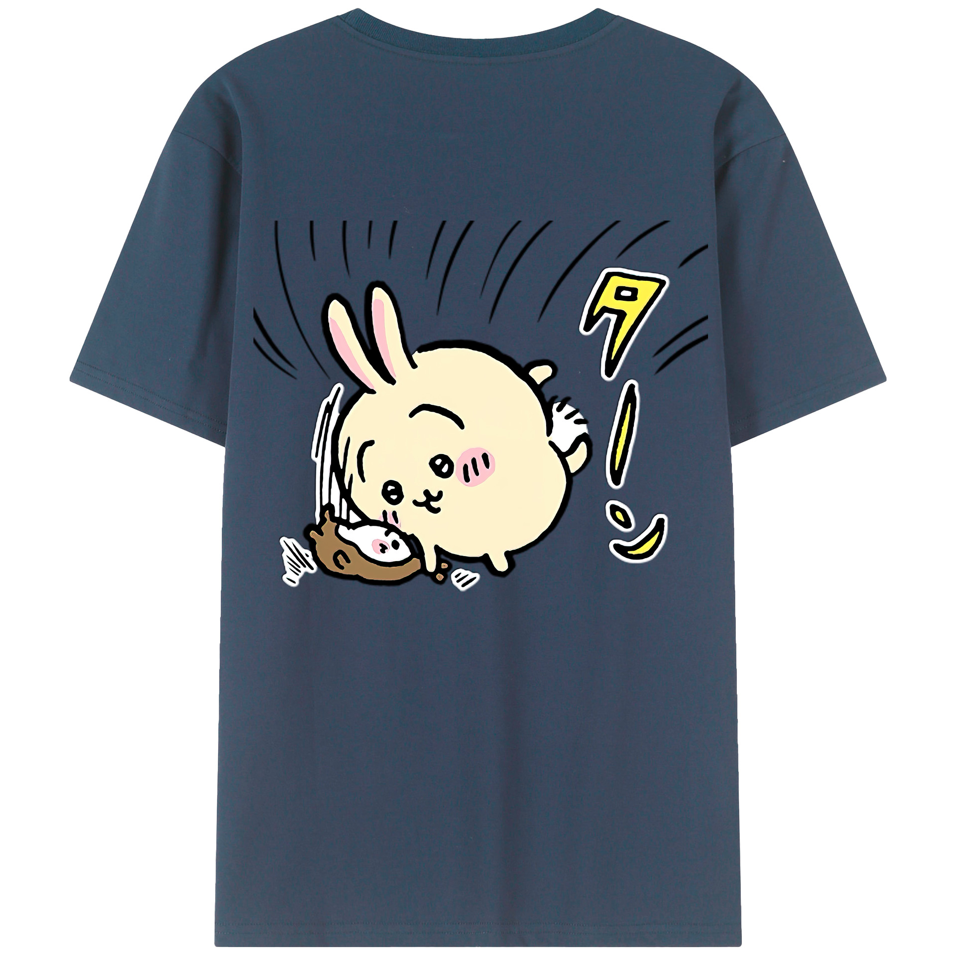 （画像用） ちいかわ うさぎ Chii-kawa usagi 綿100％半袖Tシャツ（背面プリント）