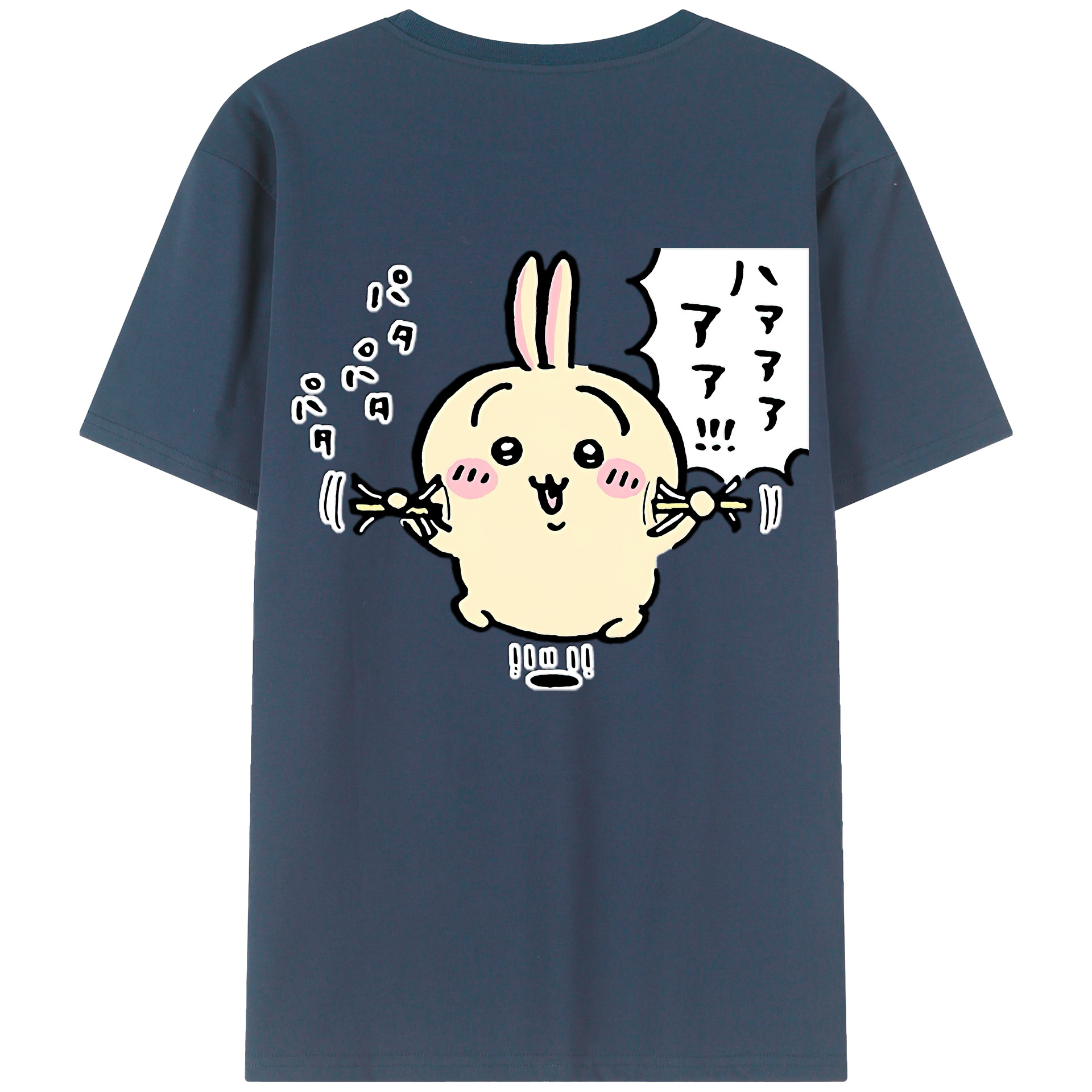 （画像用） ちいかわ うさぎ Chii-kawa usagi 綿100％半袖Tシャツ（背面プリント）