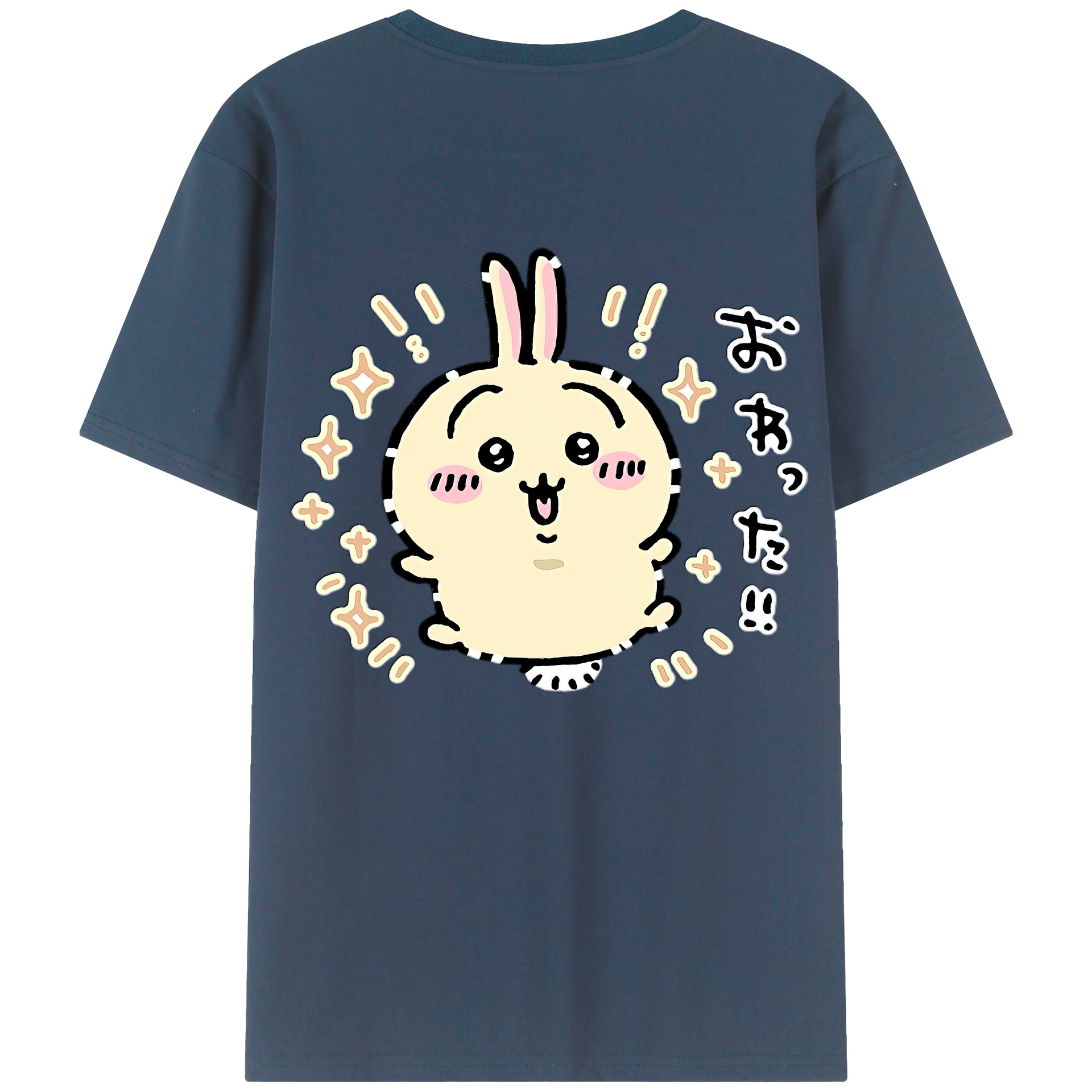 （画像用） ちいかわ うさぎ Chii-kawa usagi 綿100％半袖Tシャツ（背面プリント）