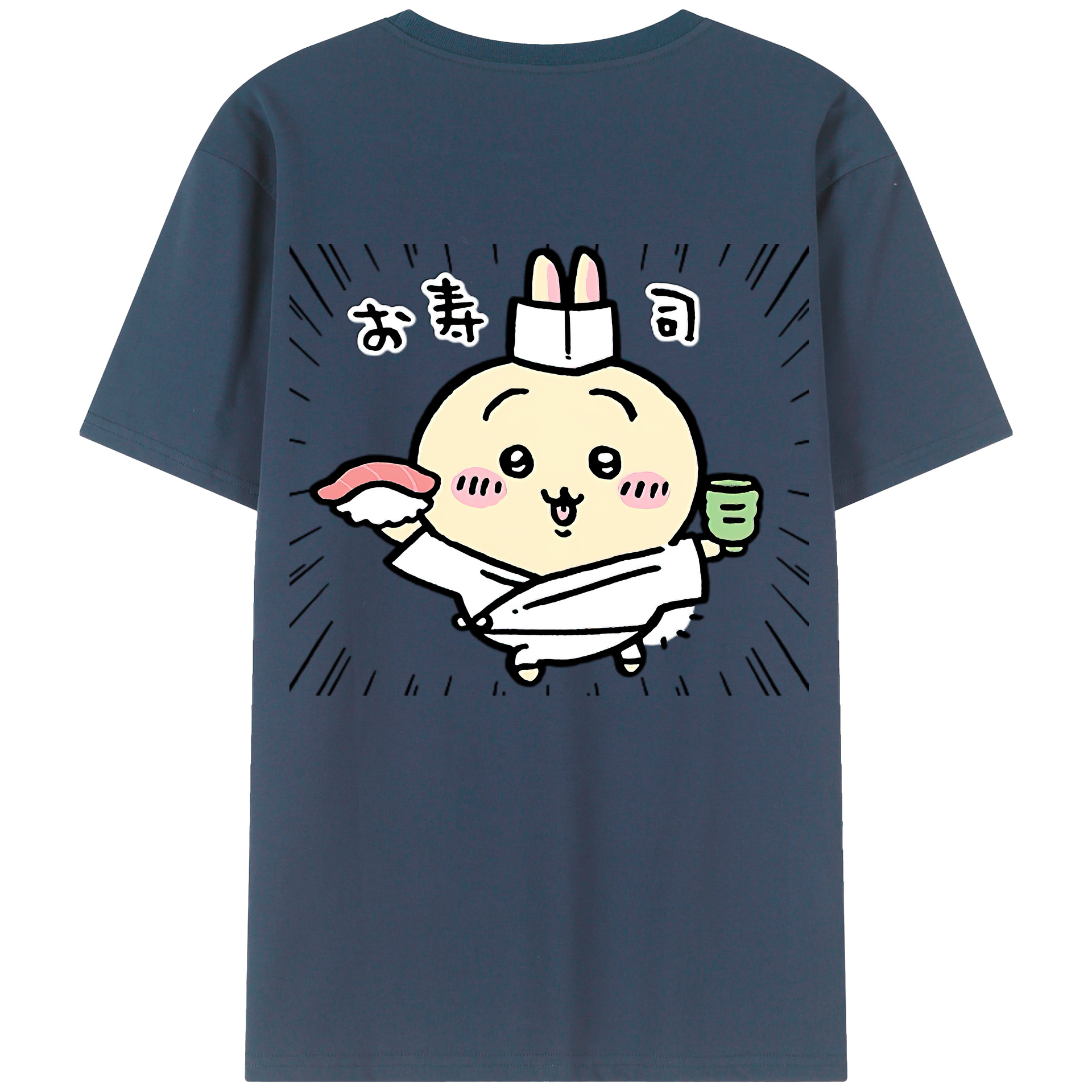（画像用） ちいかわ うさぎ Chii-kawa usagi 綿100％半袖Tシャツ（背面プリント）