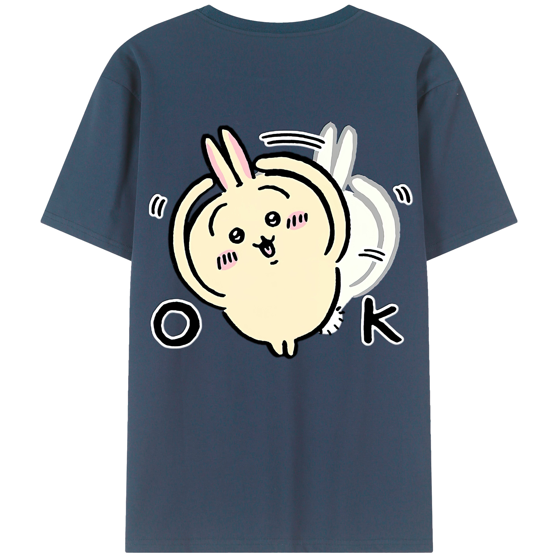 （画像用） ちいかわ うさぎ Chii-kawa usagi 綿100％半袖Tシャツ（背面プリント）