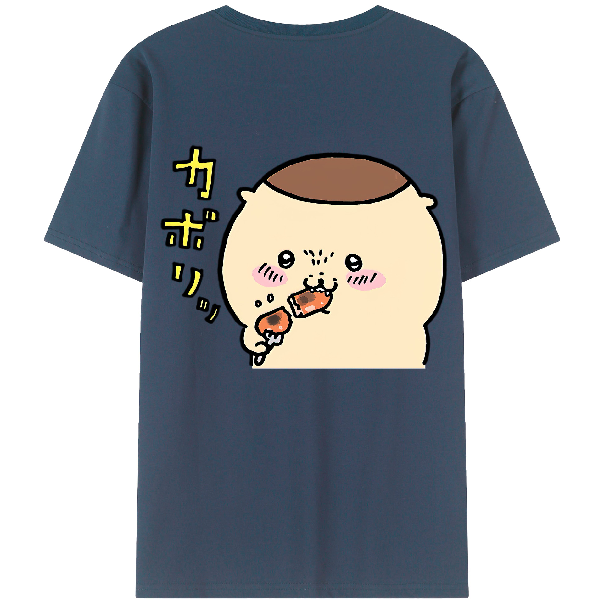 （画像用） ちいかわ くりまんじゅう Chii-kawa kuri manjū 綿100％半袖Tシャツ（背面プリント）