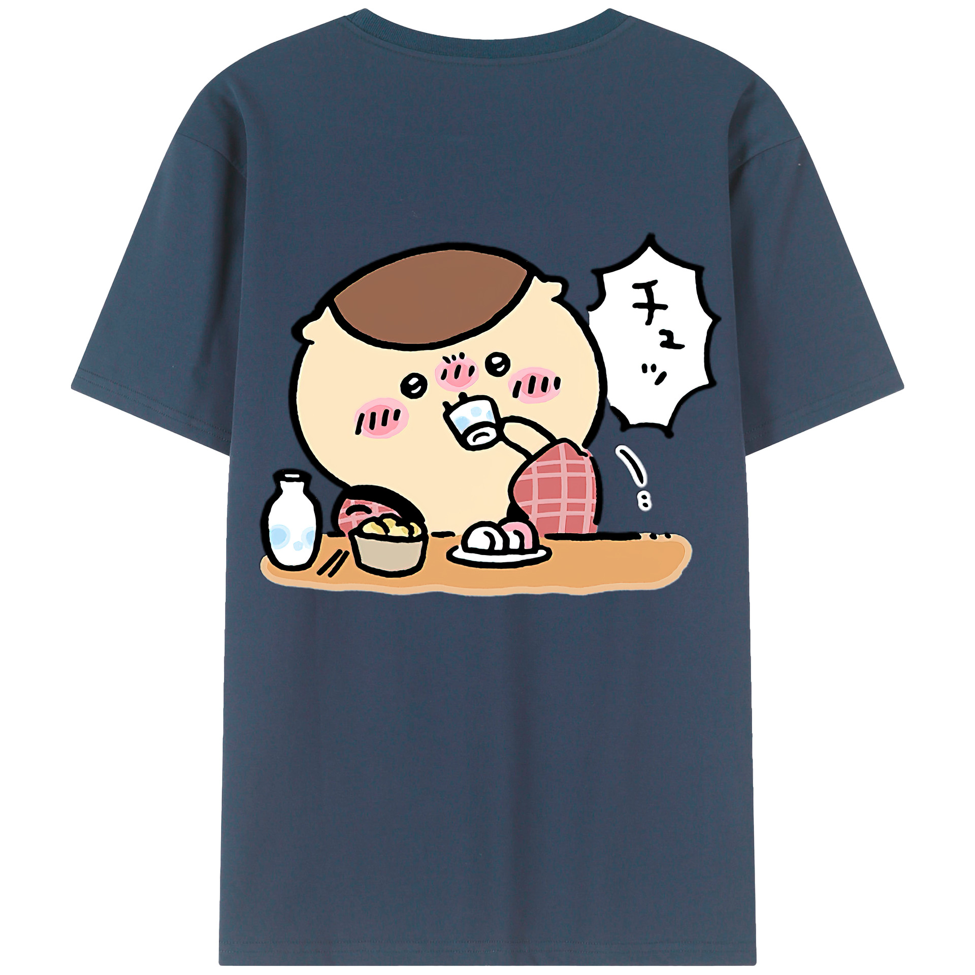 （画像用） ちいかわ くりまんじゅう Chii-kawa kuri manjū 綿100％半袖Tシャツ（背面プリント）