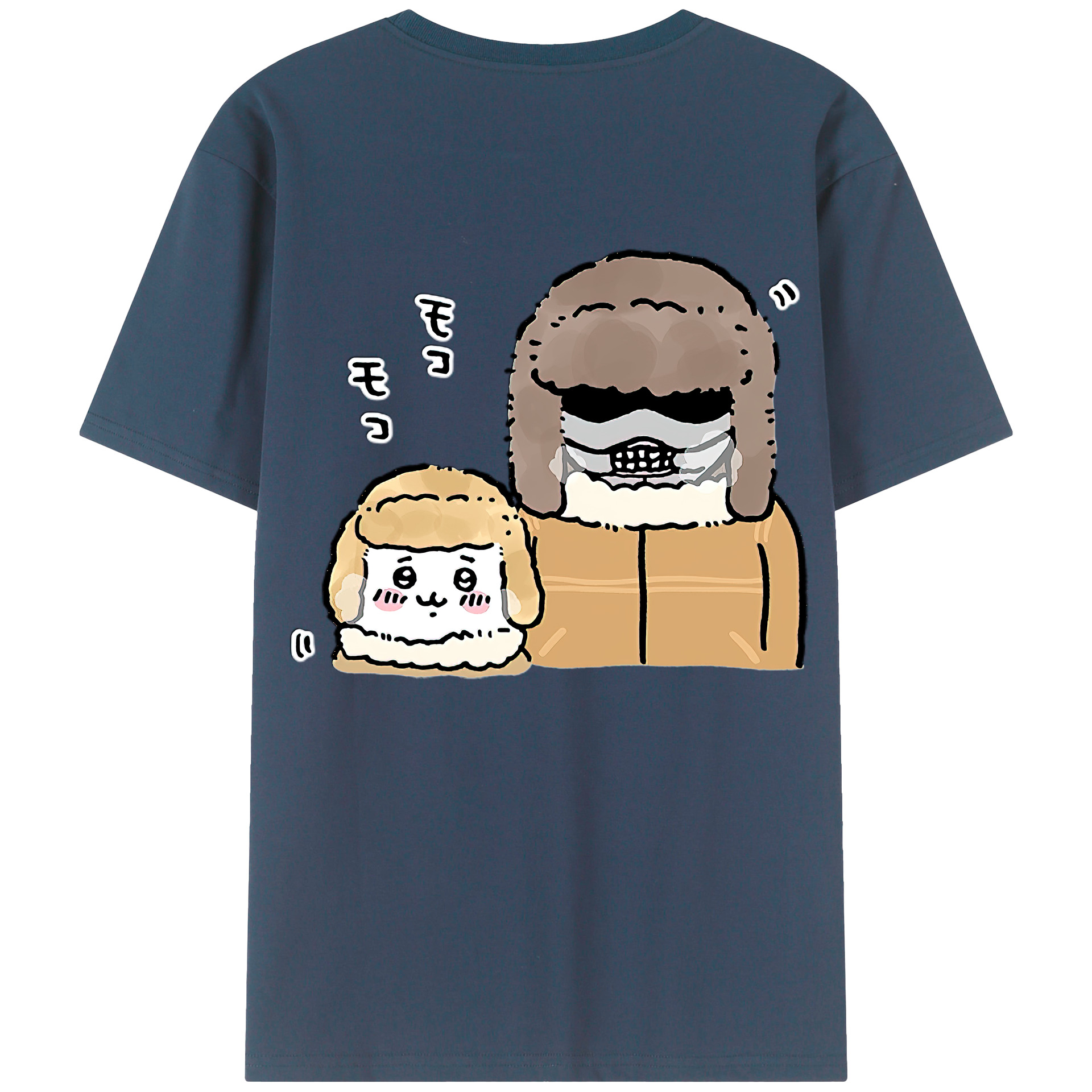 （画像用） ちいかわ 労働の鎧さん Chii-kawa Mr. Armor of Labor 綿100％半袖Tシャツ（背面プリント）