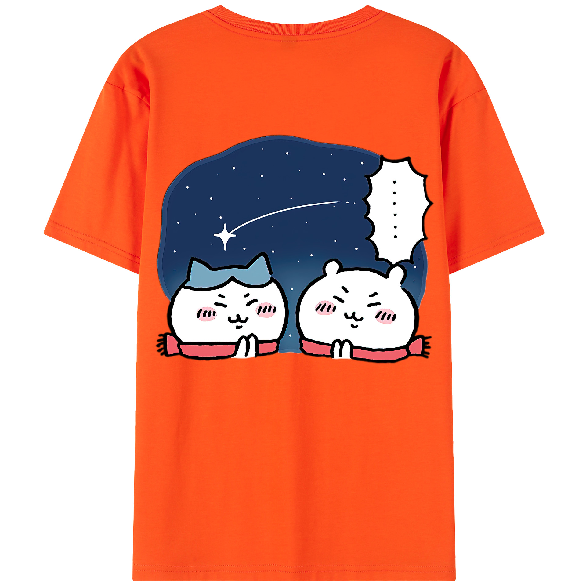 （画像用） ちいかわ ハチワレ Chii-kawa hachiware 綿100％半袖Tシャツ（背面プリント）