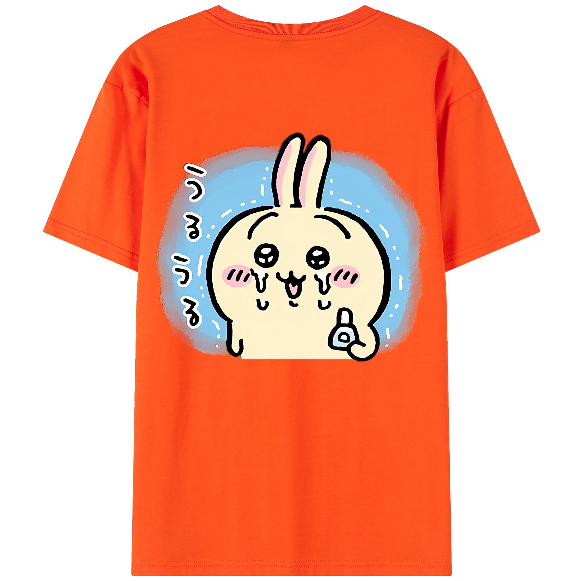 （画像用） ちいかわ うさぎ Chii-kawa usagi 綿100％半袖Tシャツ（背面プリント）