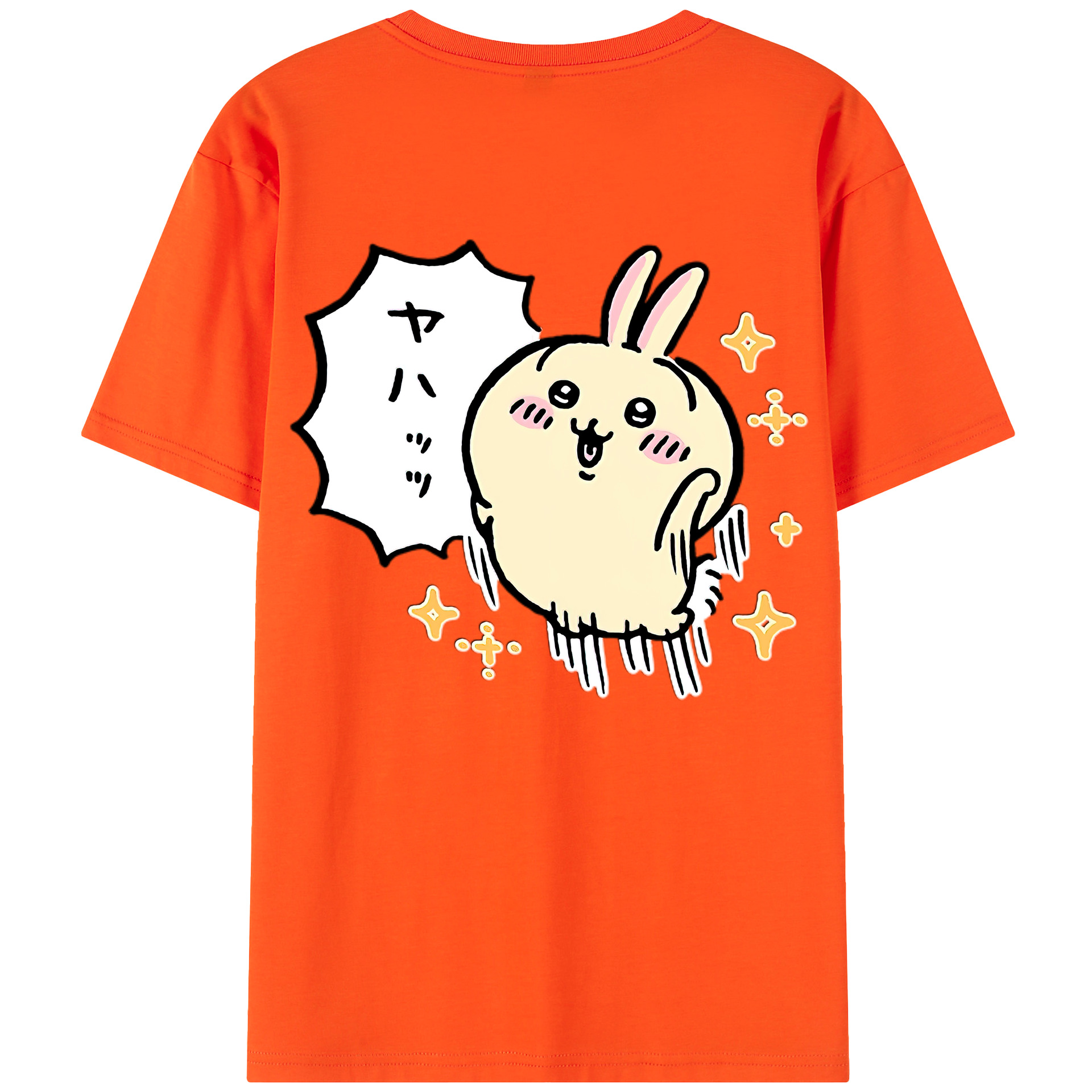 （画像用） ちいかわ うさぎ Chii-kawa usagi 綿100％半袖Tシャツ（背面プリント）